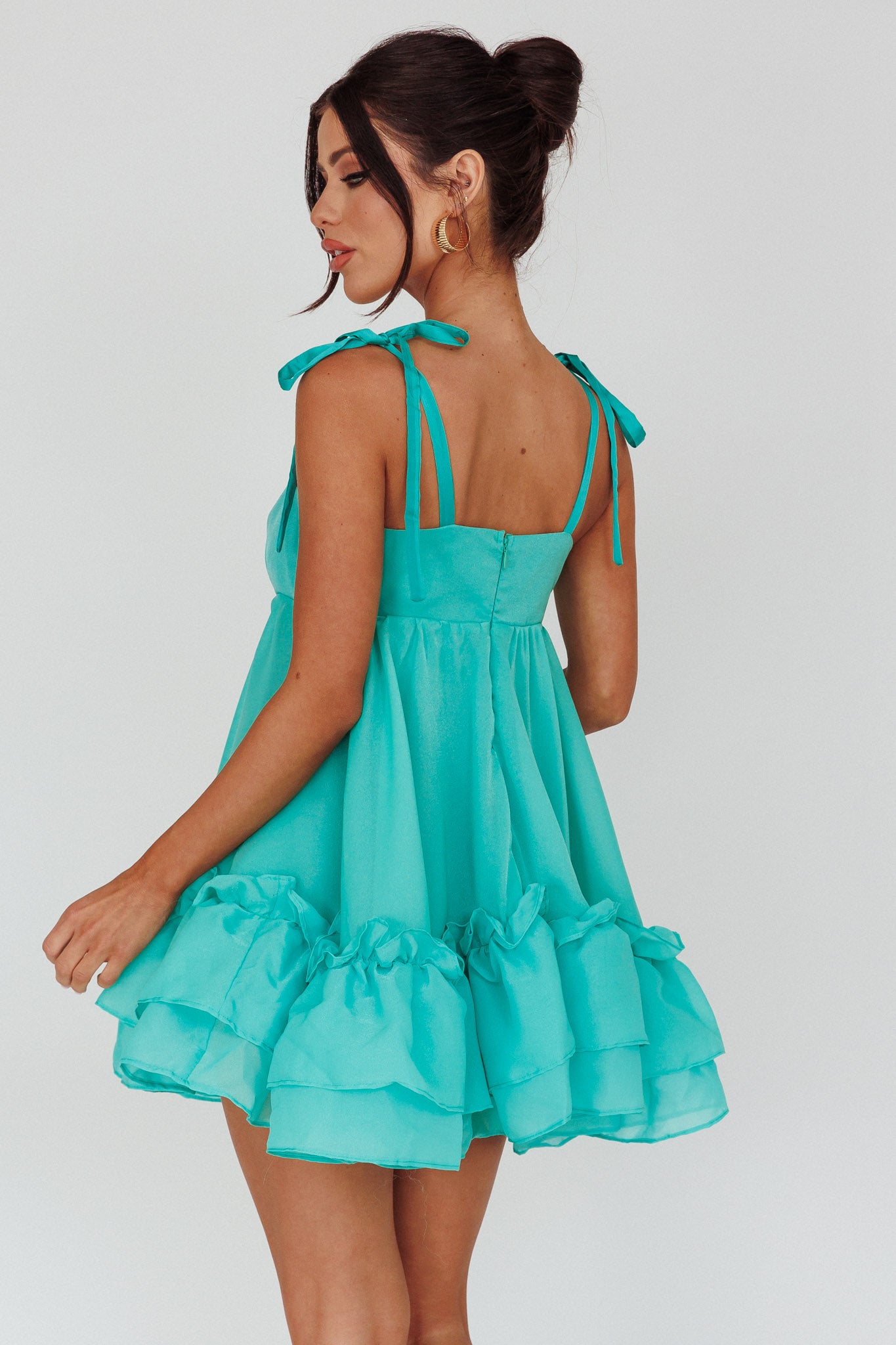 Dream Chaser Frill Hem Babydoll Dress Green Dream Chaser Frill Hem Babydoll Dress Green