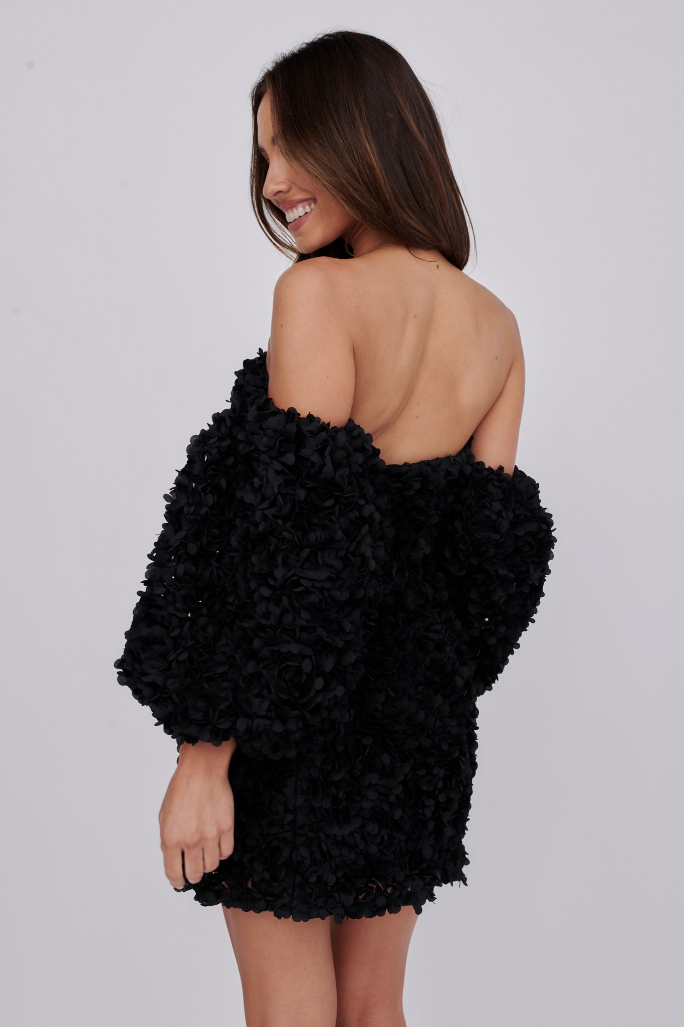 black embellished mini dress Warehouse Women's Celestial Sequin Embellished Mini Dress in Black