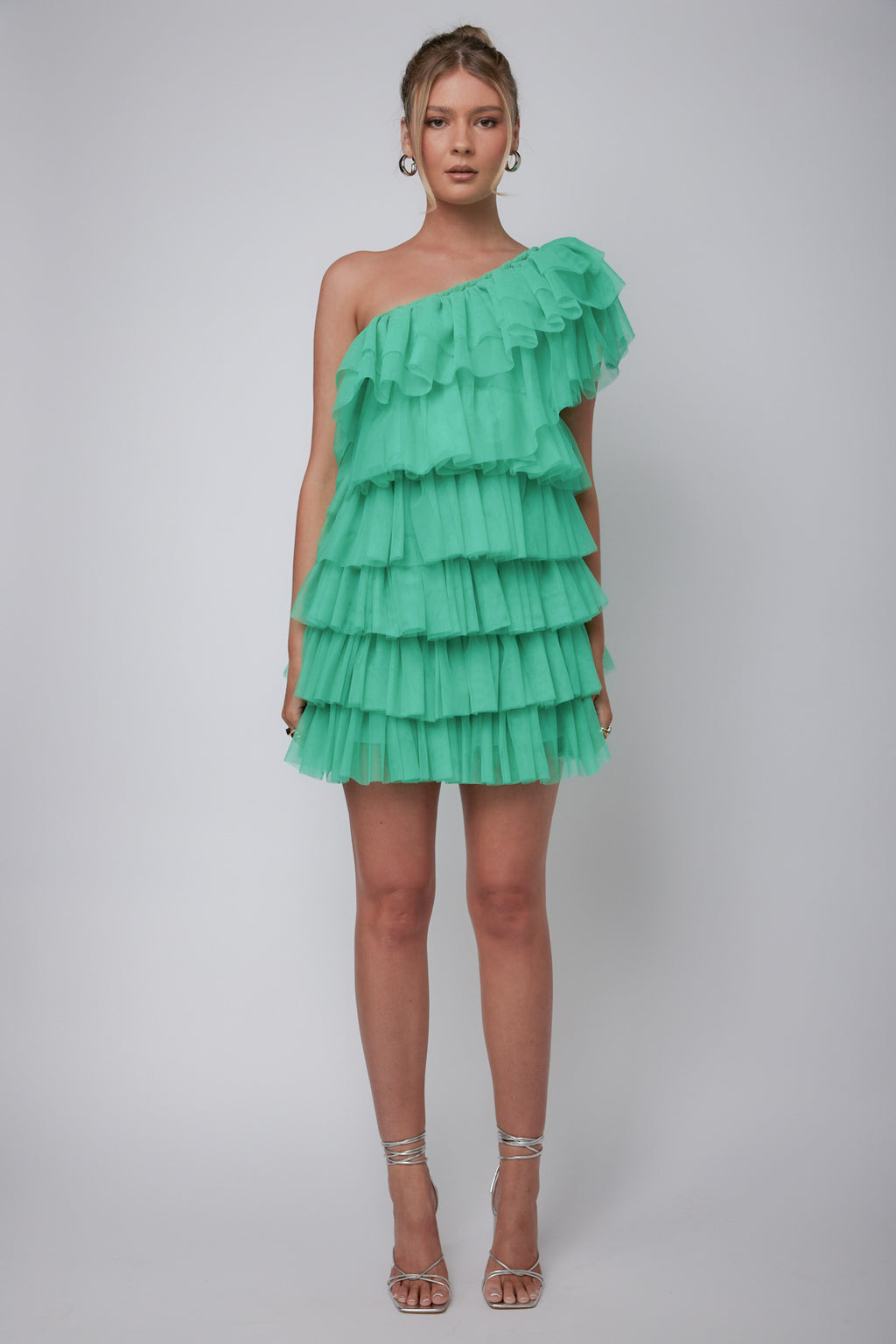 Tomi Layered Frill One-Shoulder Mini Dress Spearmint by Selfie Leslie
