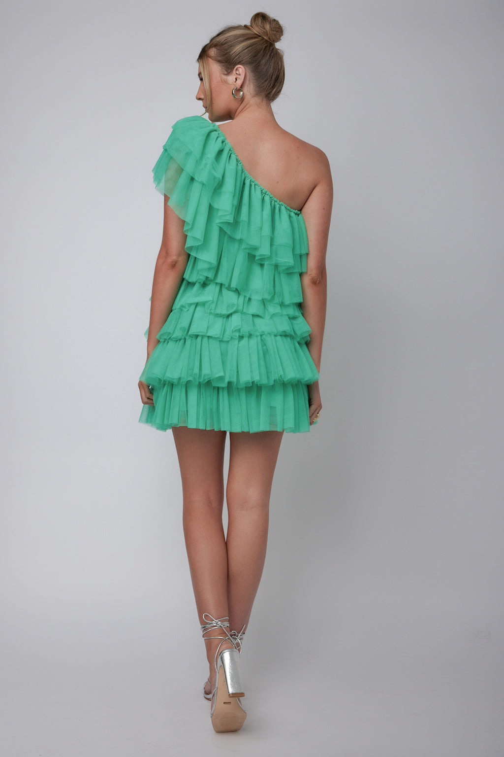 Tomi Layered Frill One-Shoulder Mini Dress Spearmint by Selfie Leslie