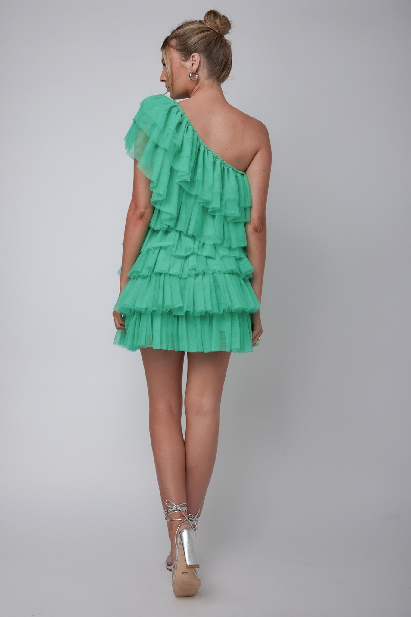 Tomi Layered Frill One-Shoulder Mini Dress Spearmint by Selfie Leslie