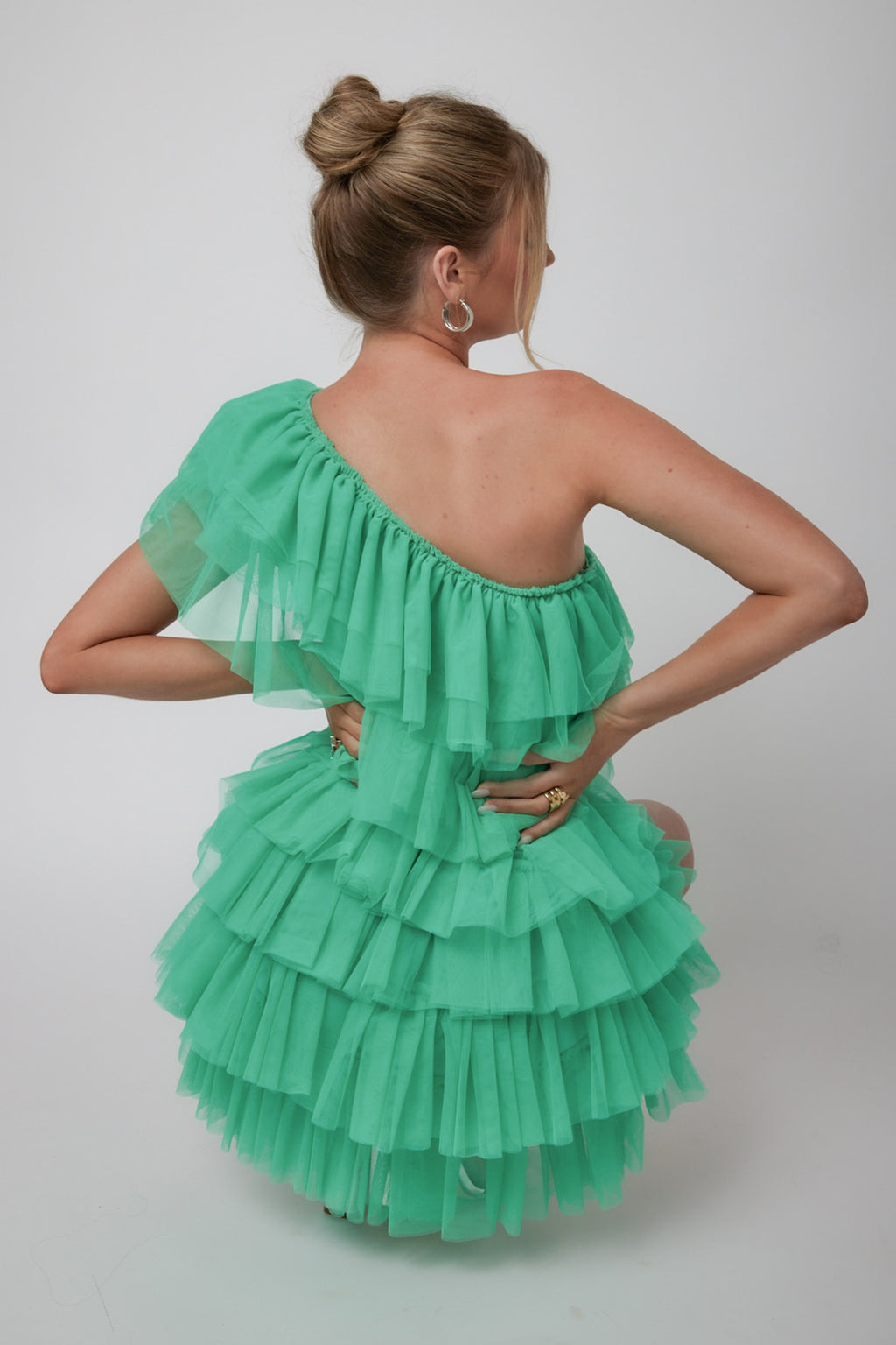 Tomi Layered Frill One-Shoulder Mini Dress Spearmint by Selfie Leslie