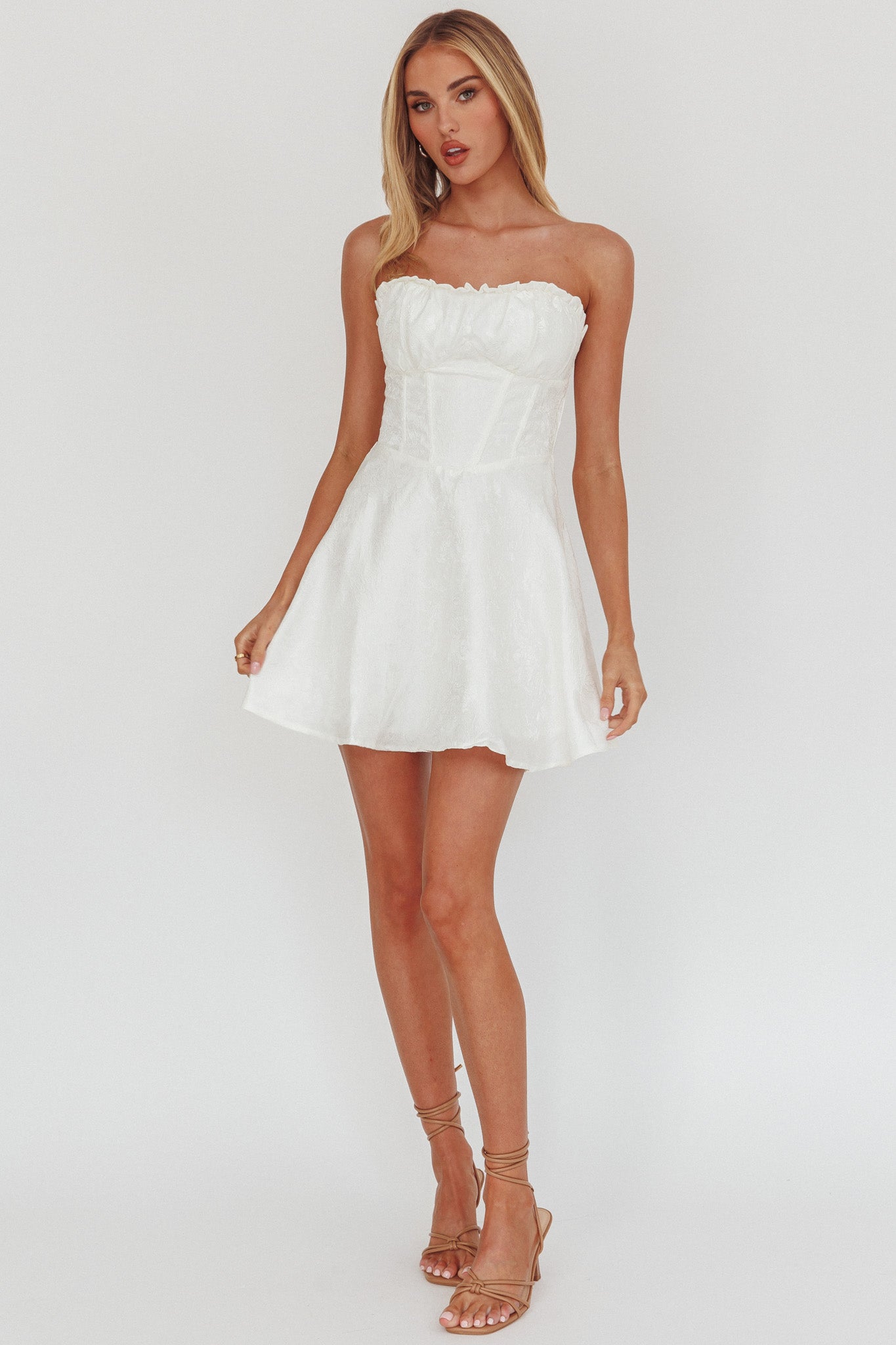 Savanna Corset Bodice Mini Dress Ivory - XL Savanna Corset Bodice Mini Dress Ivory - XL
