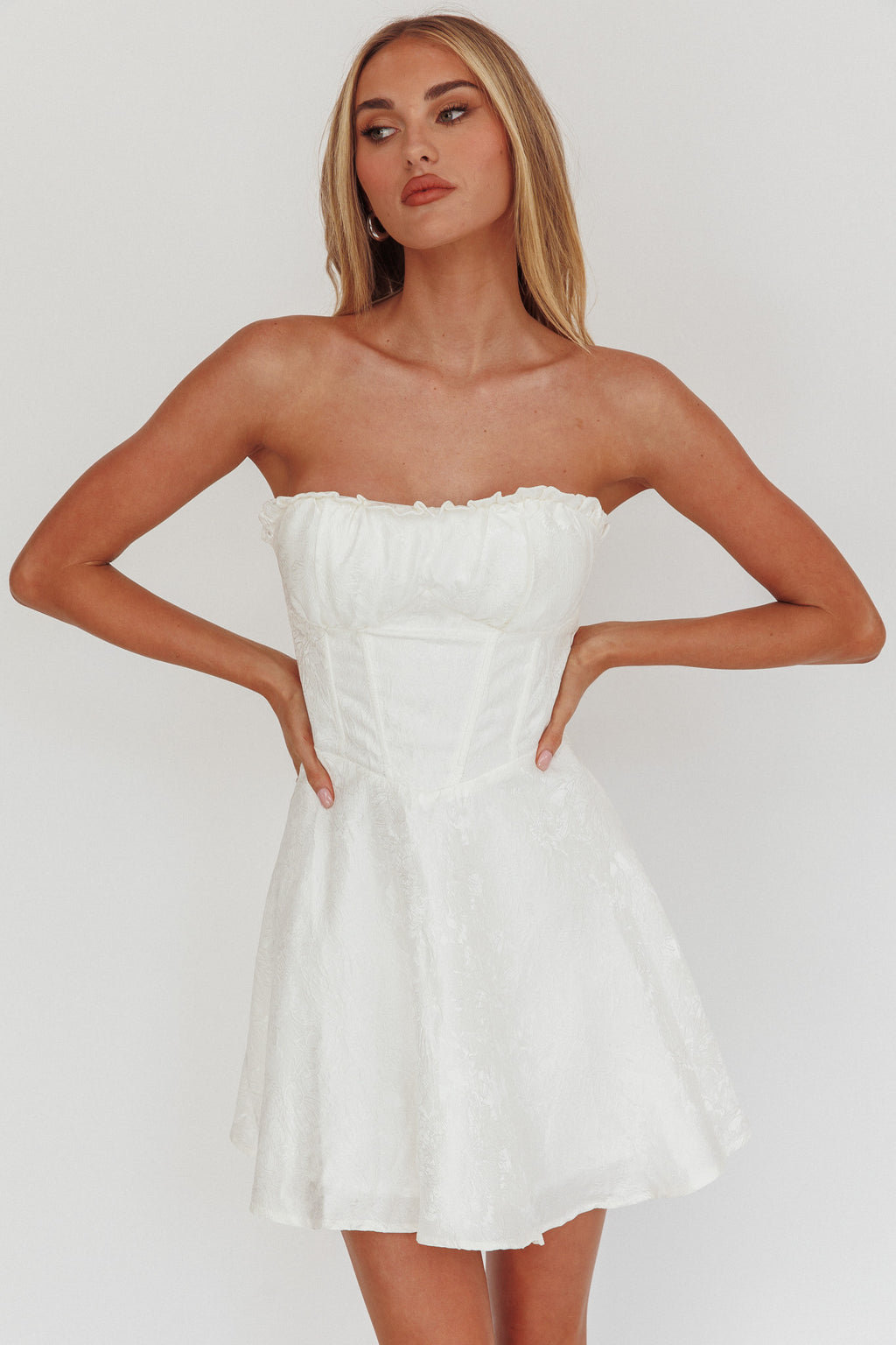 Savanna Corset Bodice Mini Dress Ivory - XL Savanna Corset Bodice Mini Dress Ivory - XL