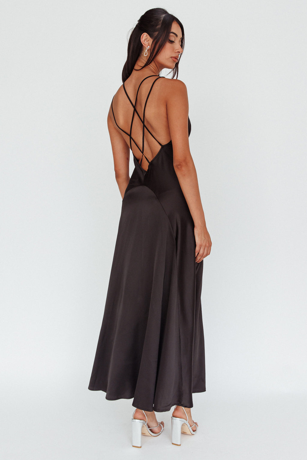 Signature Lace Trim Midi Dress Black by Selfie Leslie