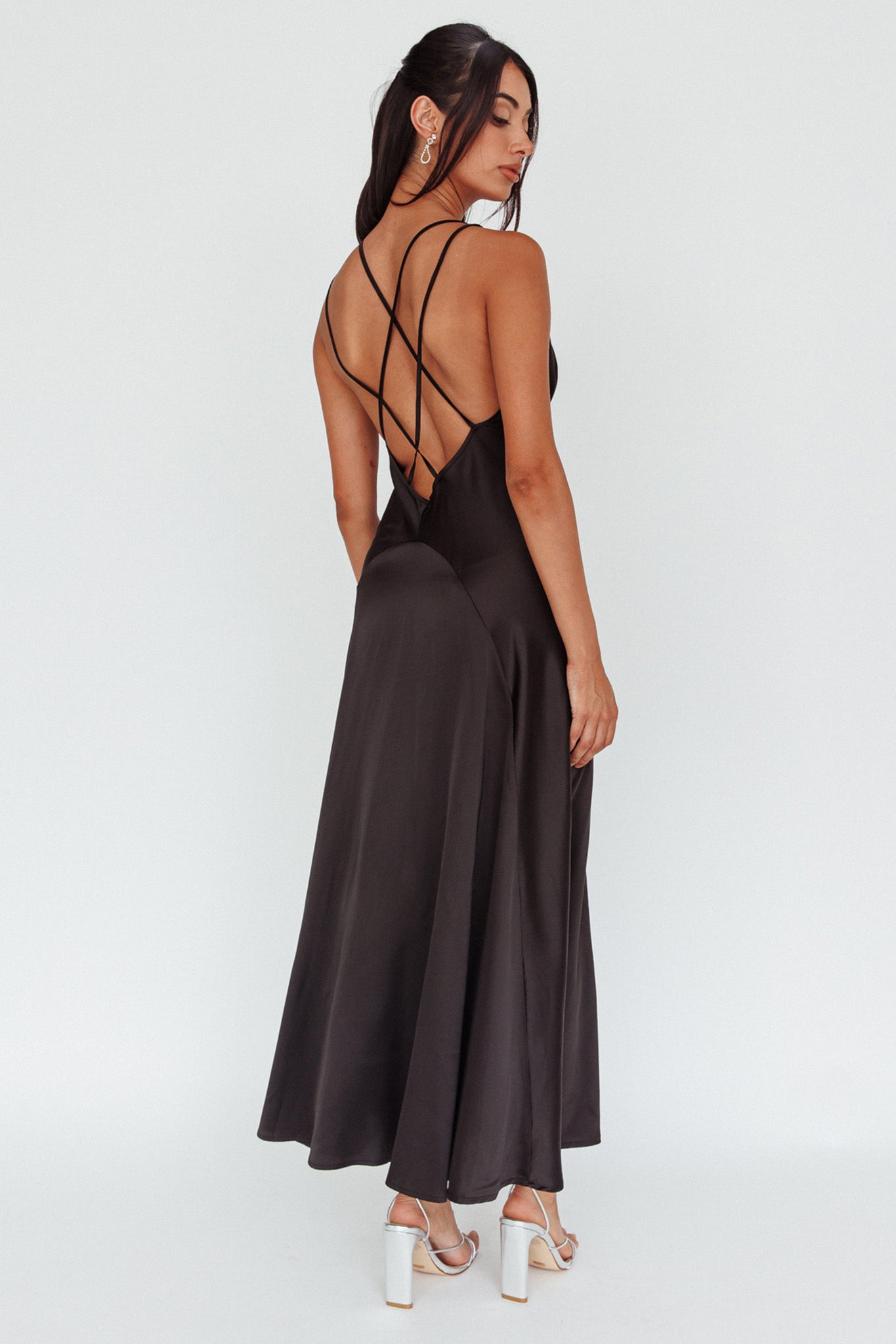 Signature Lace Trim Midi Dress Black by Selfie Leslie