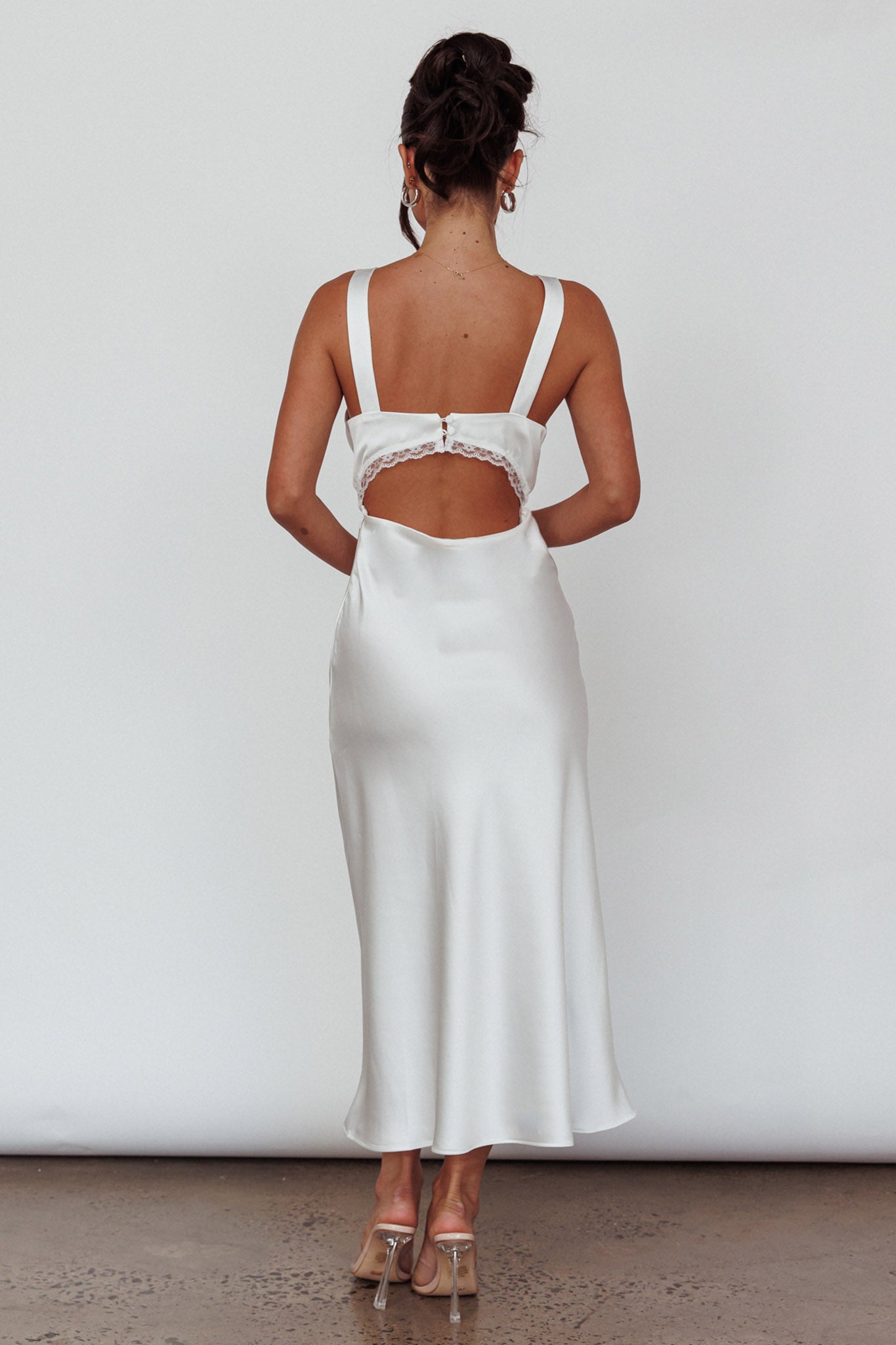 Nyah Lace Trim Midi Dress Off White Nyah Lace Trim Midi Dress Off White