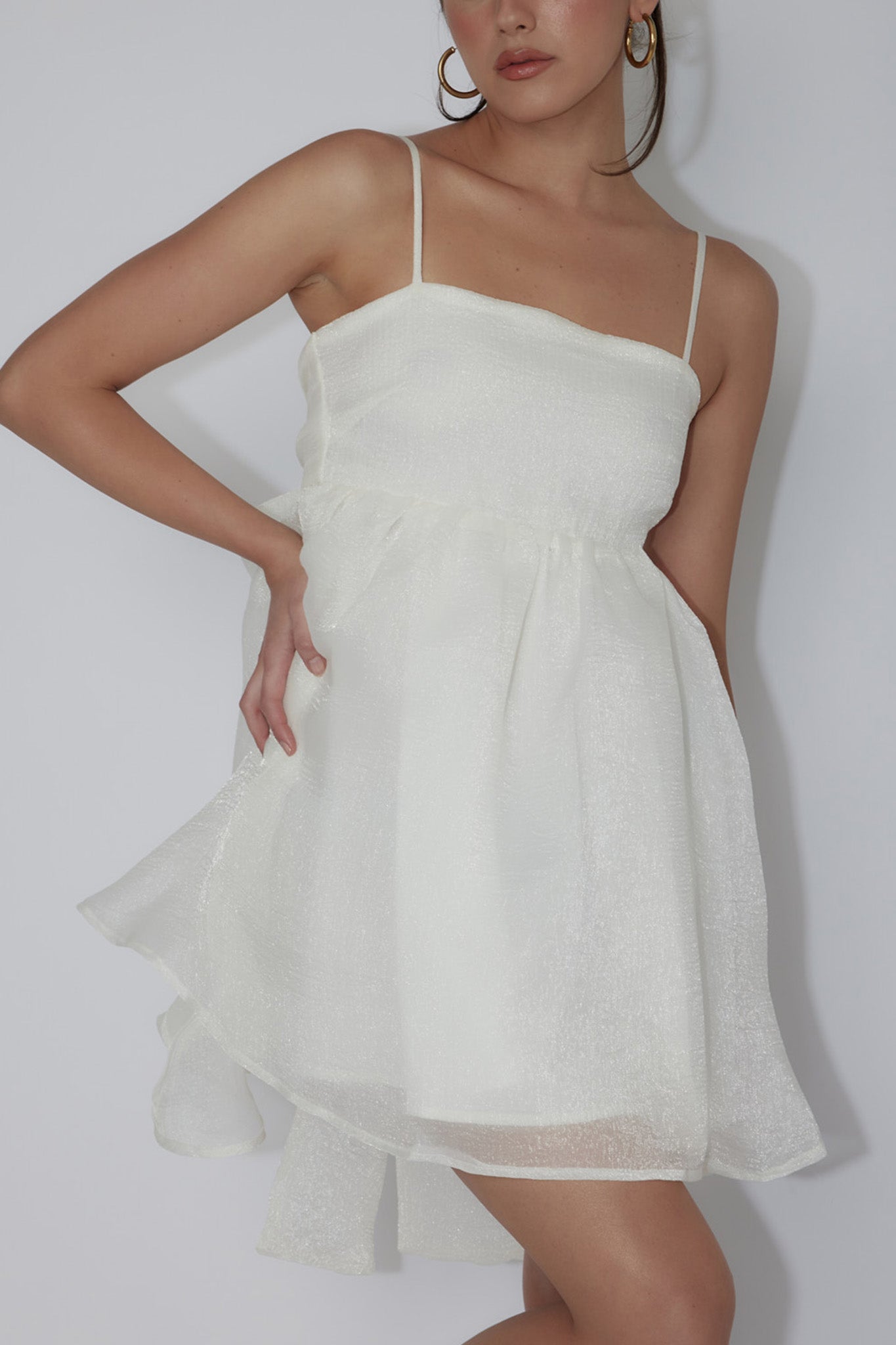 Women's Dresses Diaz Bow Back Babydoll Mini Dress Ivory L by Selfie Leslie Women's Dresses Diaz Bow Back Babydoll Mini Dress Ivory L by Selfie Leslie