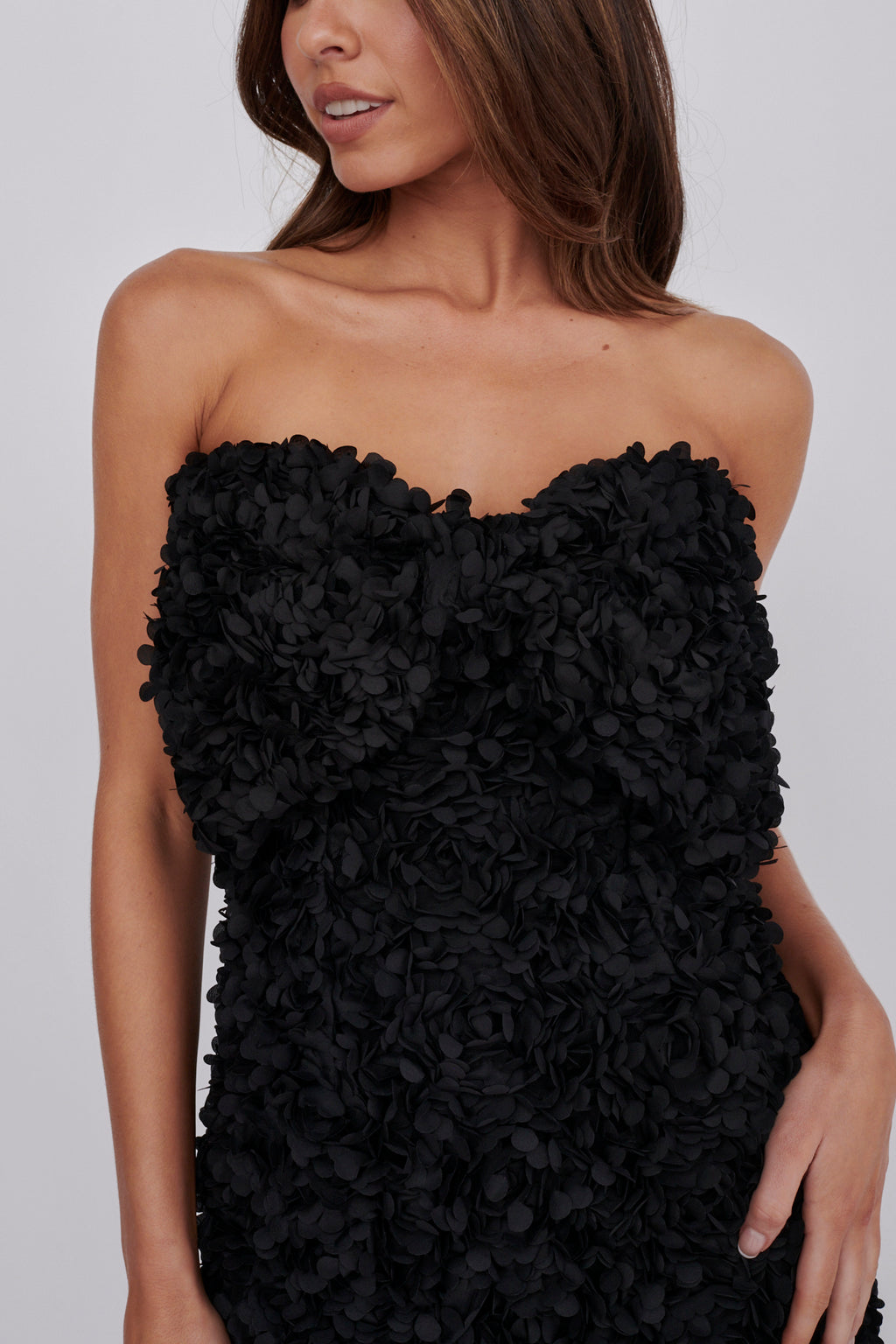 Ma Cherie Bow Bust Embellished Mini Dress Black by Selfie Leslie