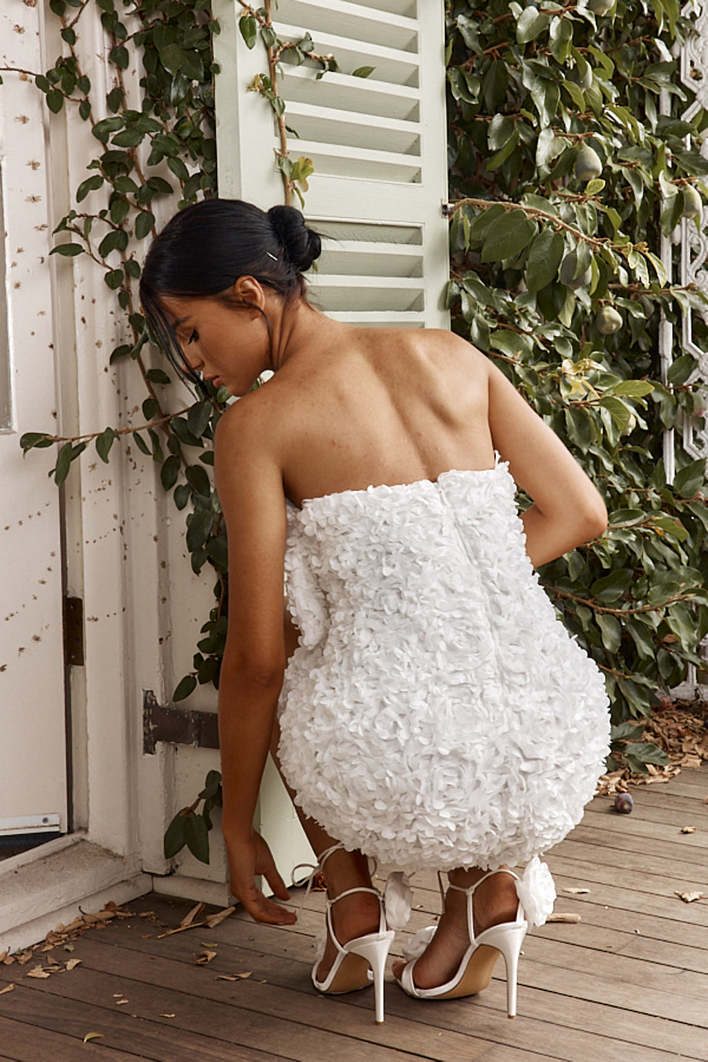 Ma Cherie Bow Bust Embellished Mini Dress White by Selfie Leslie
