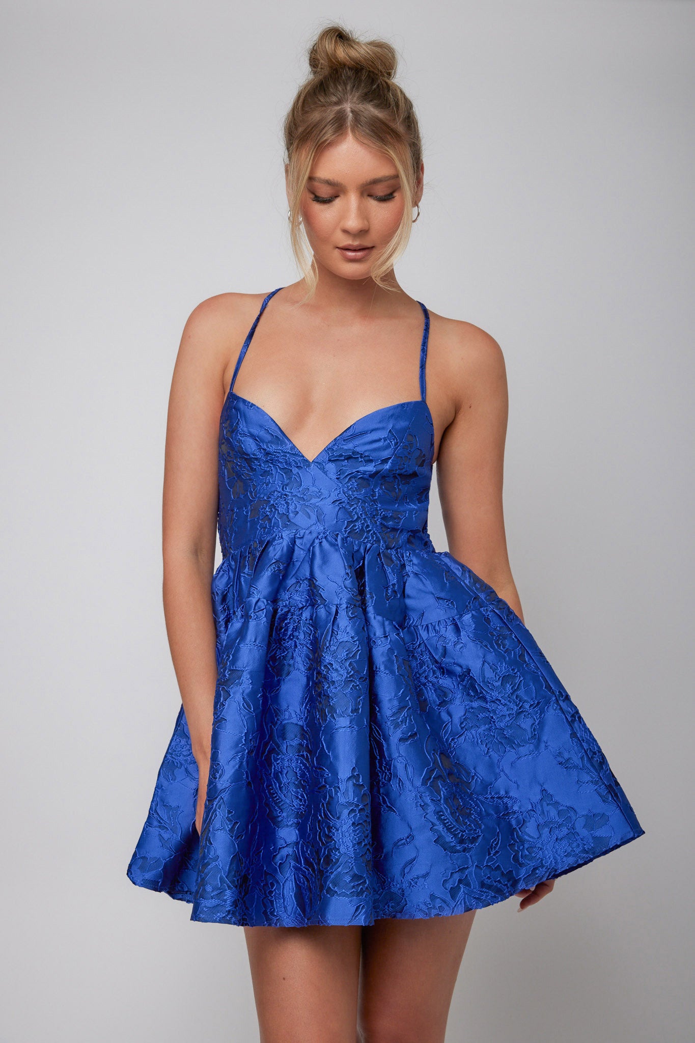 Maybelle Jacquard A-Line Mini Dress Royal Maybelle Jacquard A-Line Mini Dress Royal