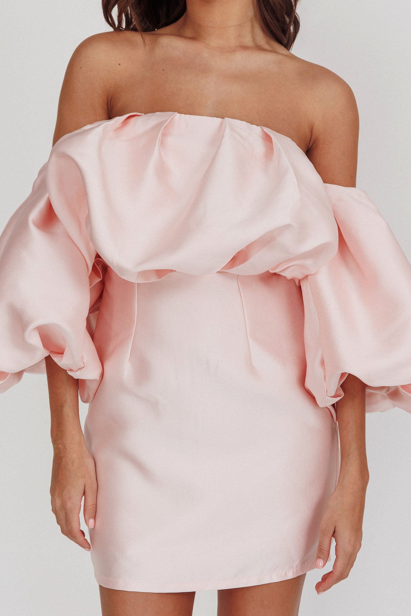 Dream Time Puffed Neckline Mini Dress Blush by Selfie Leslie