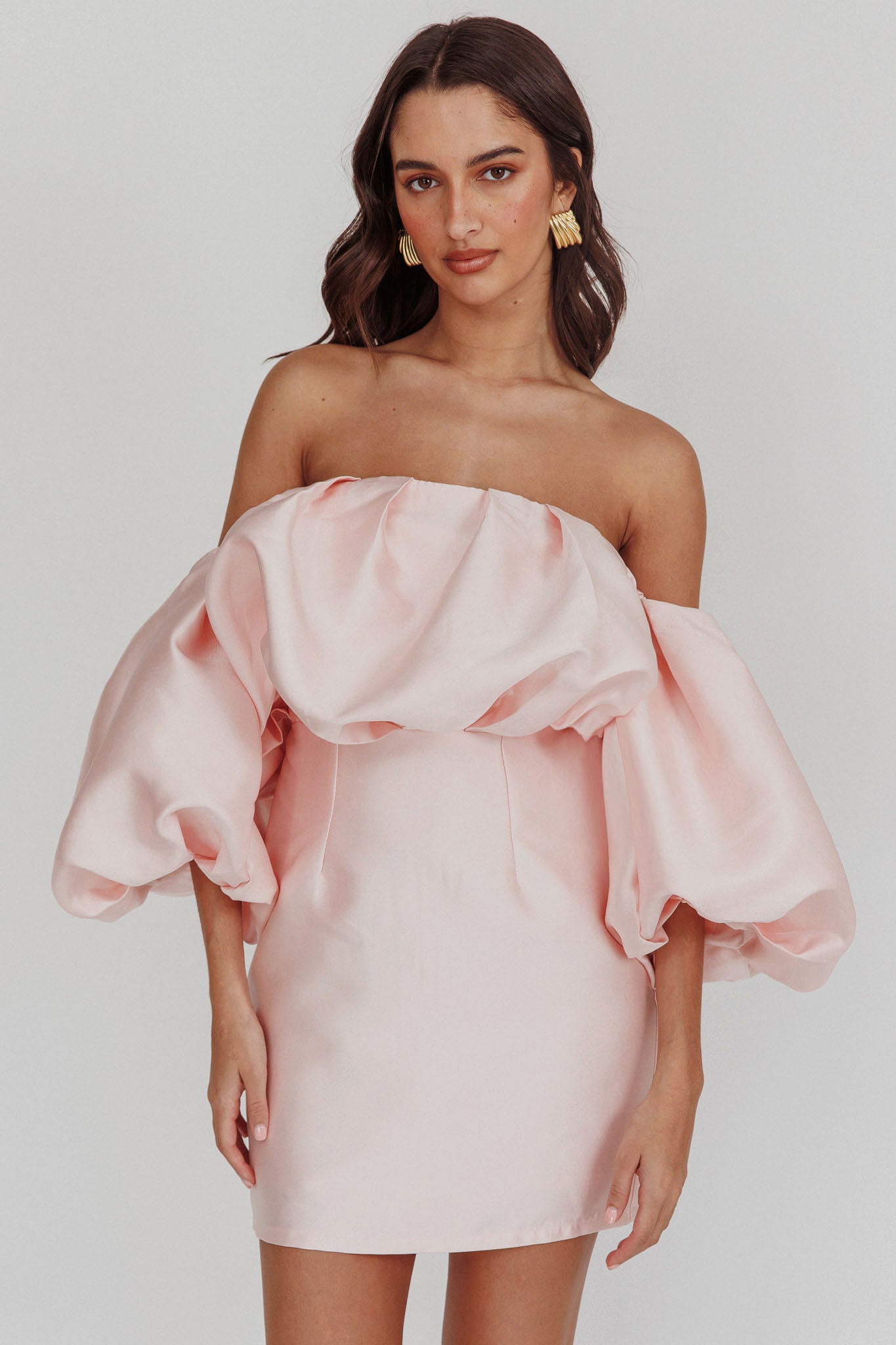 Dream Time Puffed Neckline Mini Dress Blush by Selfie Leslie