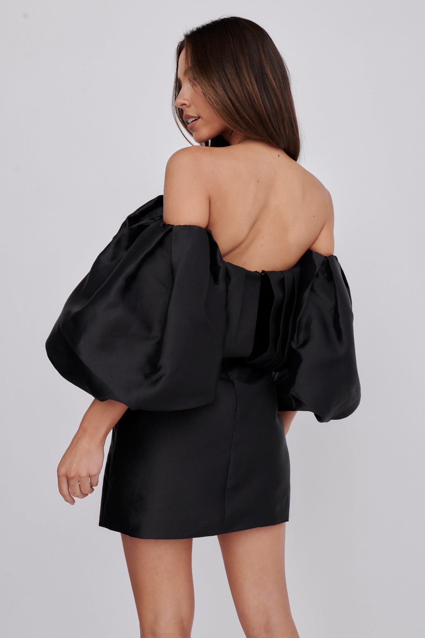 Dream Time Puffed Neckline Mini Dress Black by Selfie Leslie