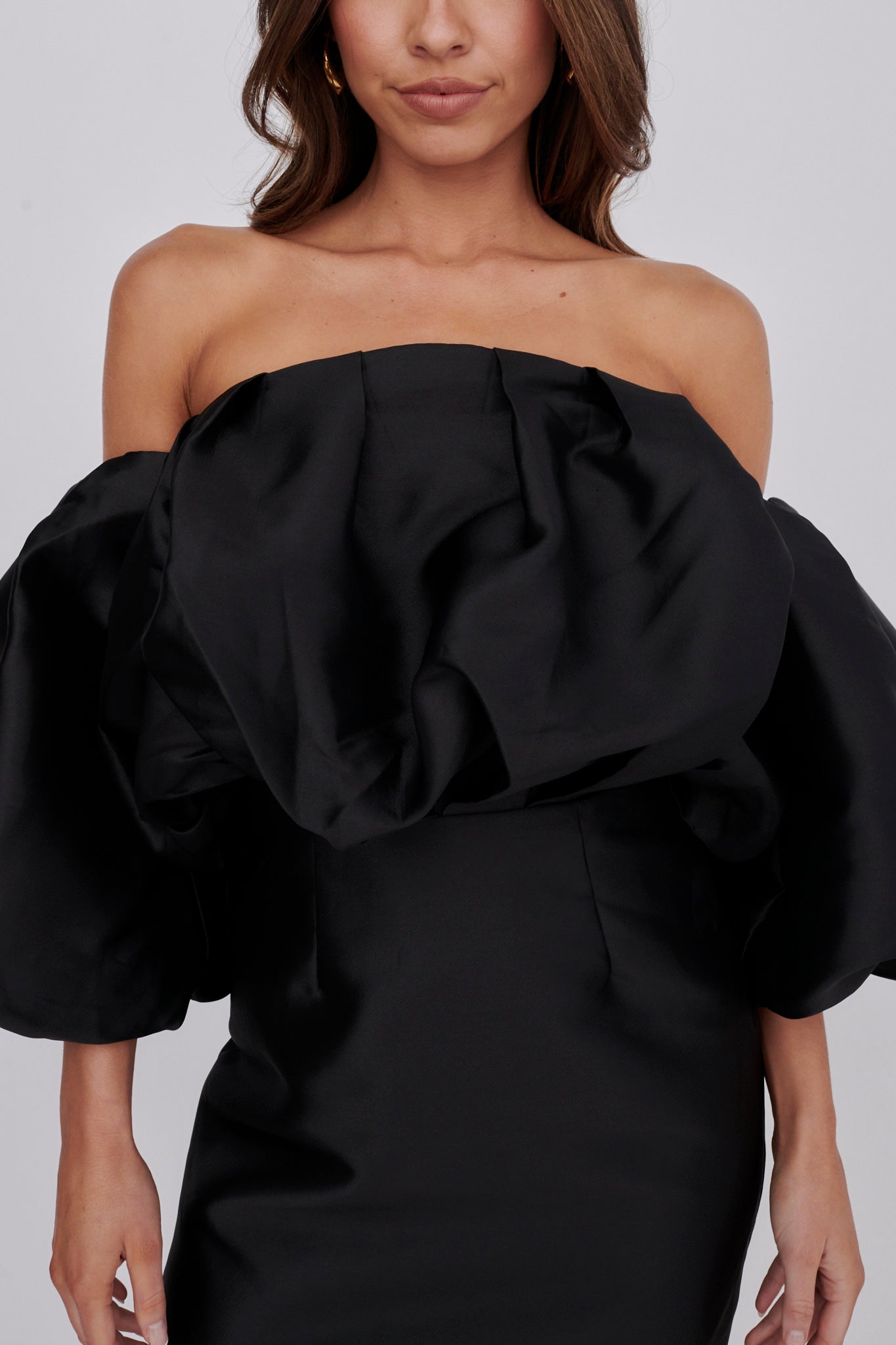 Dream Time Puffed Neckline Mini Dress Black by Selfie Leslie