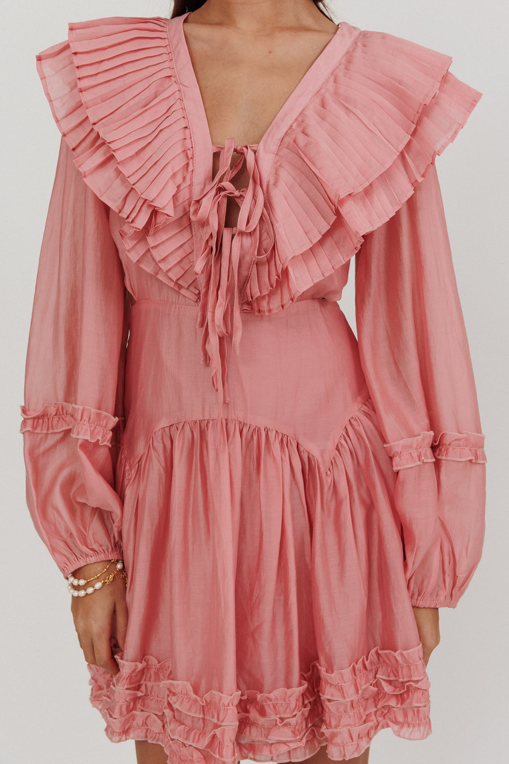 Alive Pleated Sailor Collar Mini Dress Dusty Pink by Selfie Leslie