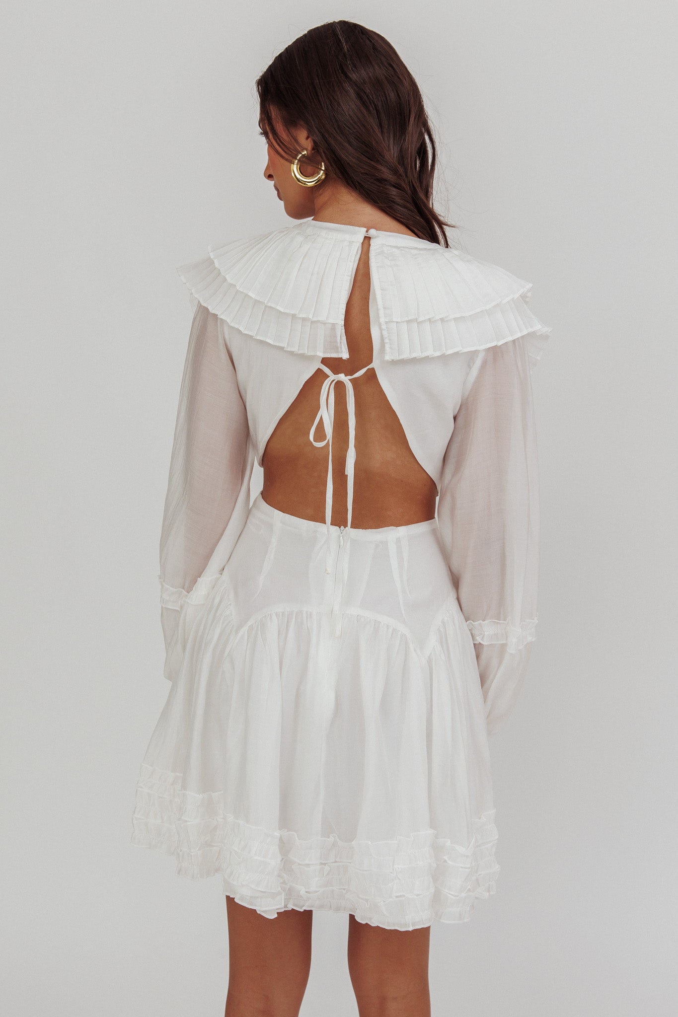 Alive Pleated Sailor Collar Mini Dress White - M Alive Pleated Sailor Collar Mini Dress White - M