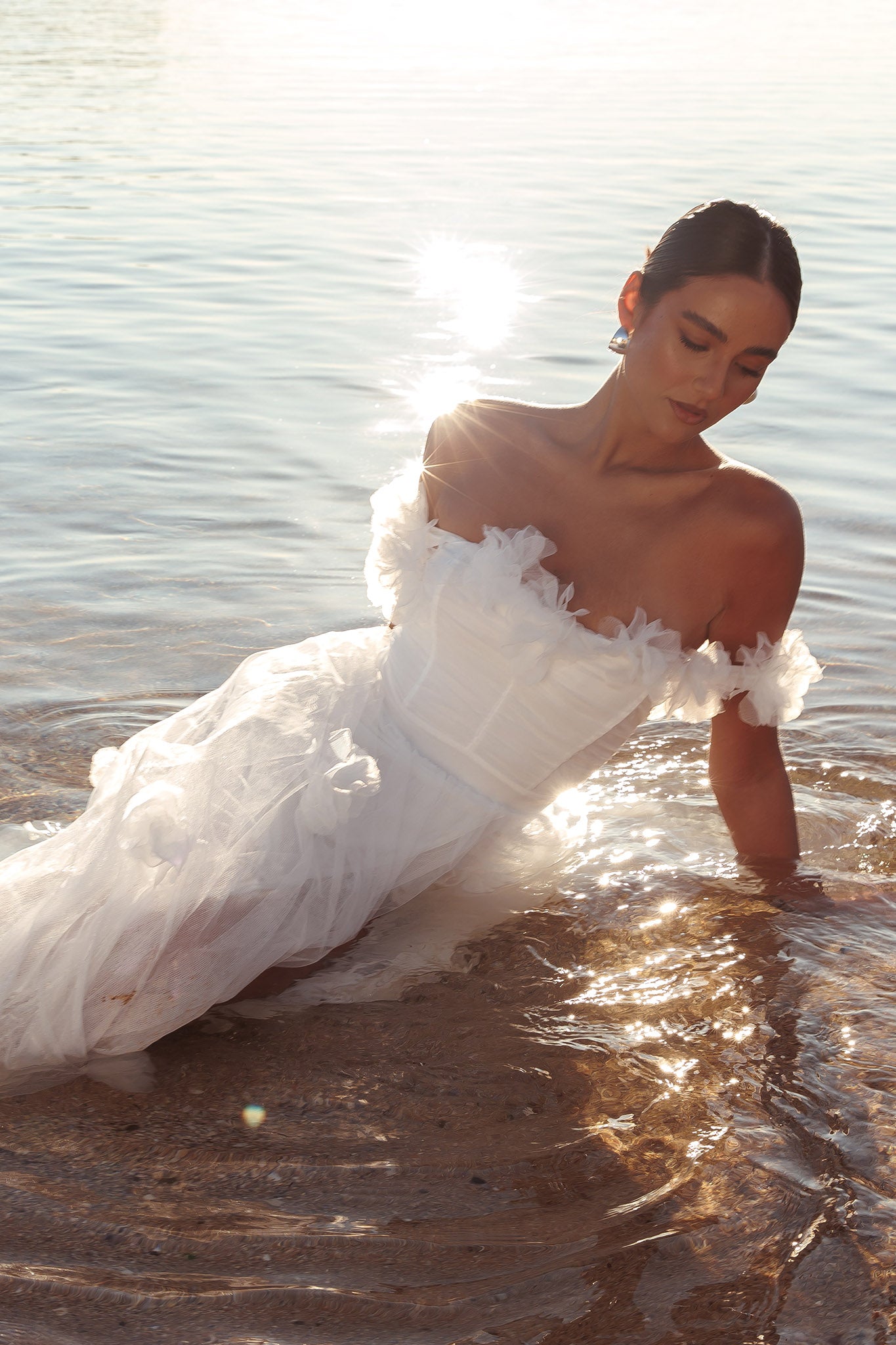 Good Things Tulle Rosette Maxi Dress Ivory Good Things Tulle Rosette Maxi Dress Ivory