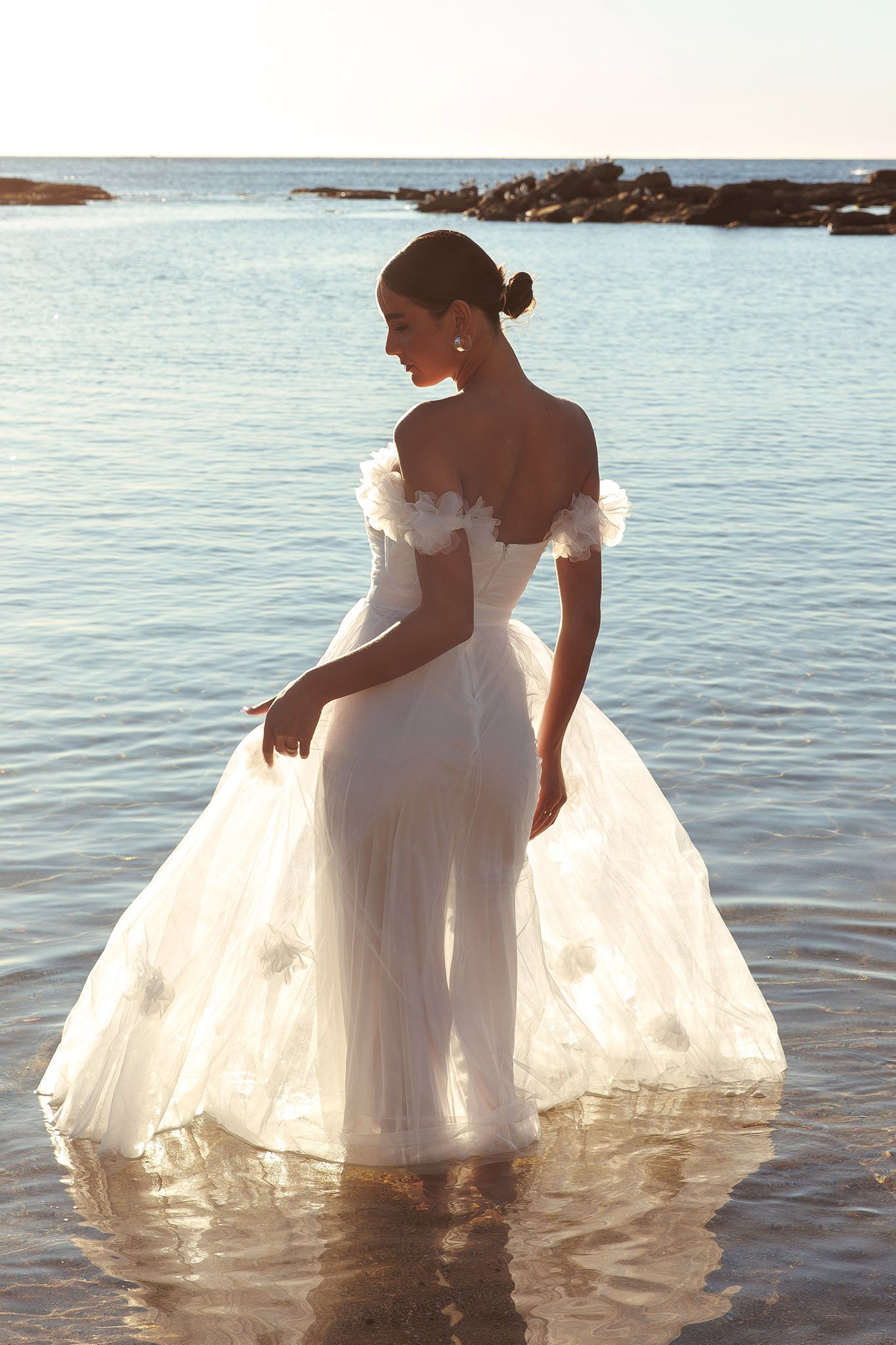 Good Things Tulle Rosette Maxi Dress Ivory Selfie Leslie Good Things Tulle Rosette Maxi Dress Ivory Selfie Leslie