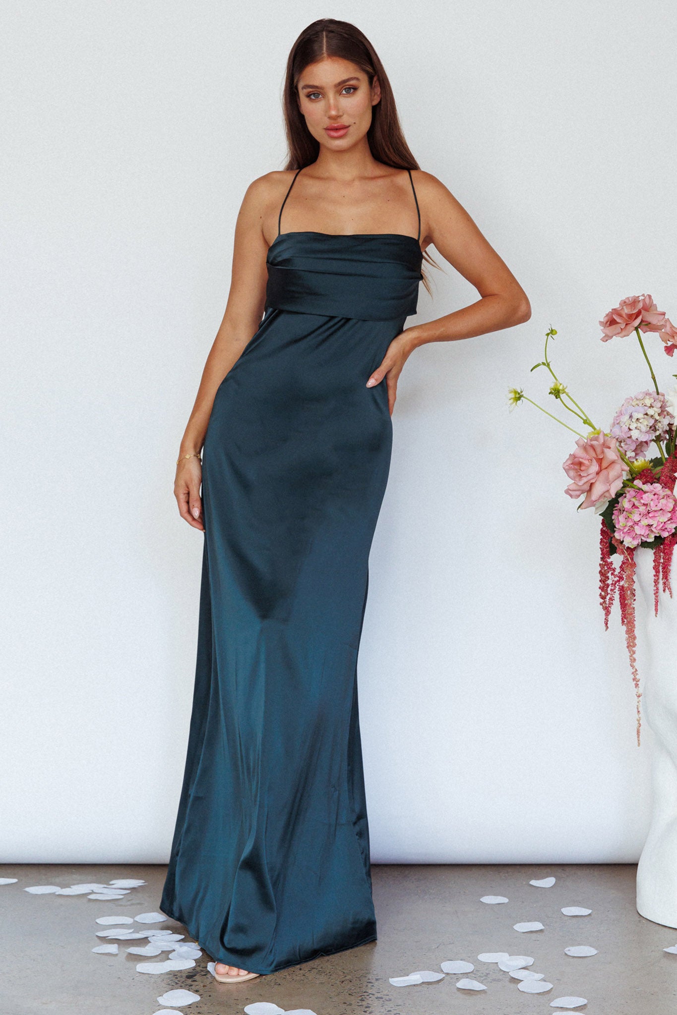 Love Letters Strappy Cowl Back Dress Teal by Selfie Leslie