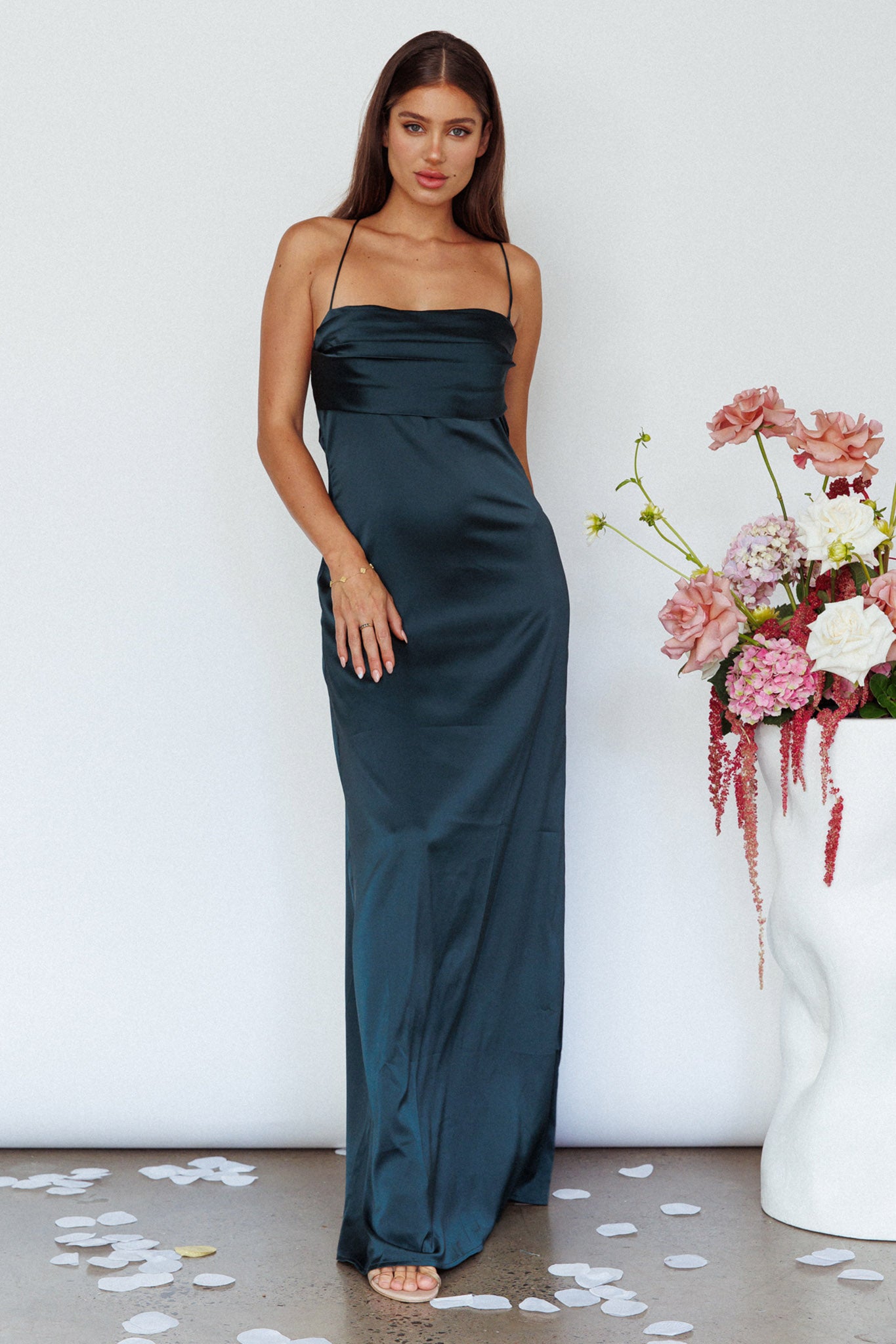 Love Letters Strappy Cowl Back Dress Teal by Selfie Leslie