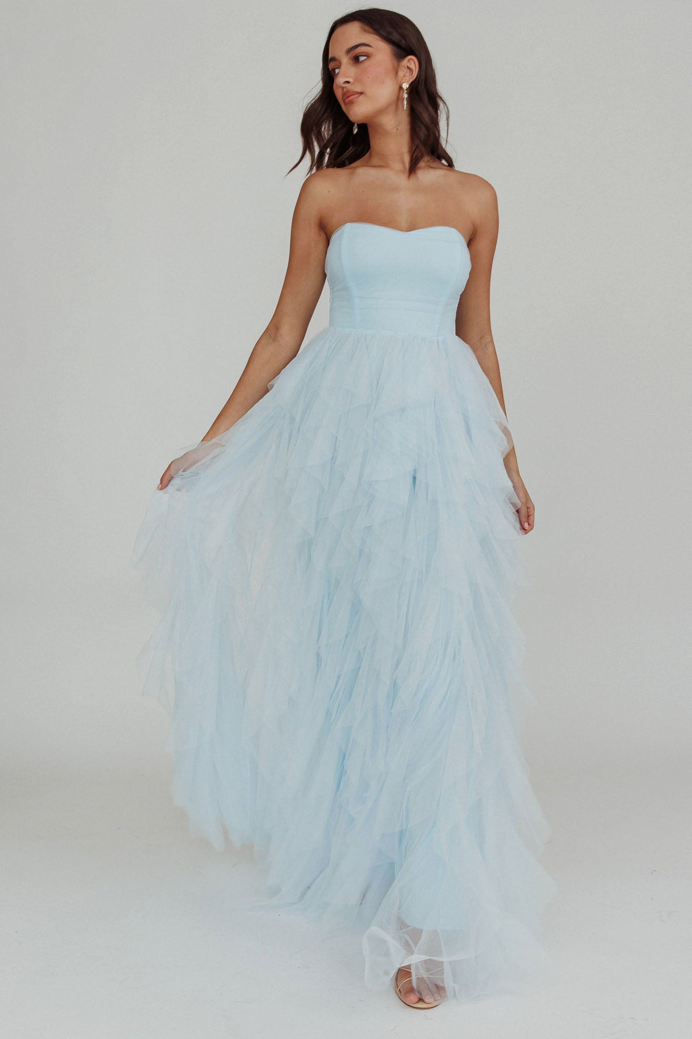 Rori Tulle Cascade Maxi Dress Blue by Selfie Leslie