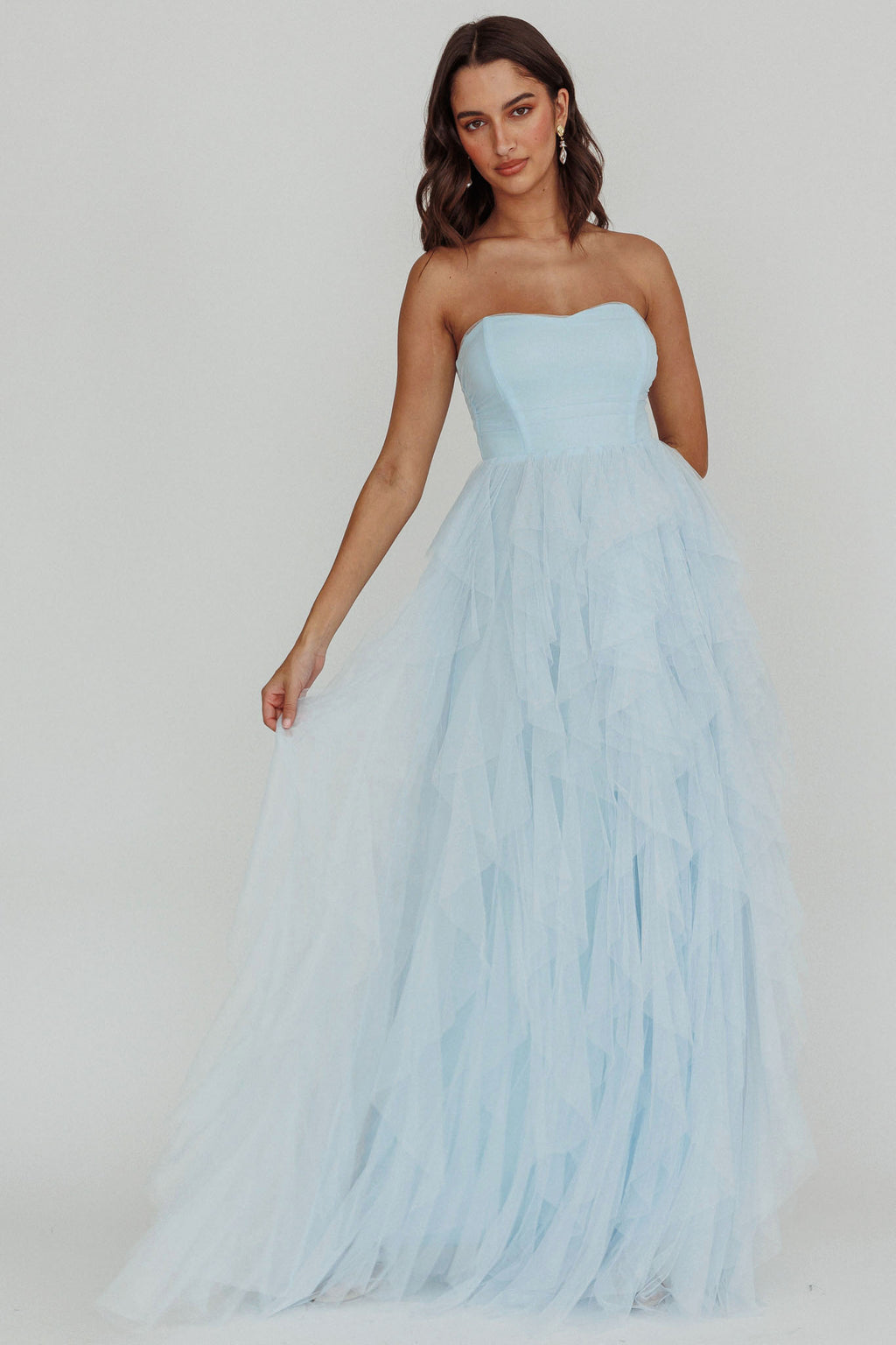 Rori Tulle Cascade Maxi Dress Blue by Selfie Leslie
