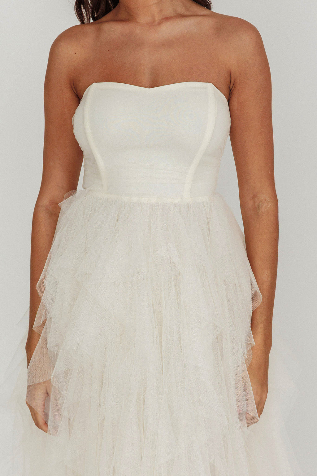 Rori Tulle Cascade Maxi Dress Ivory by Selfie Leslie