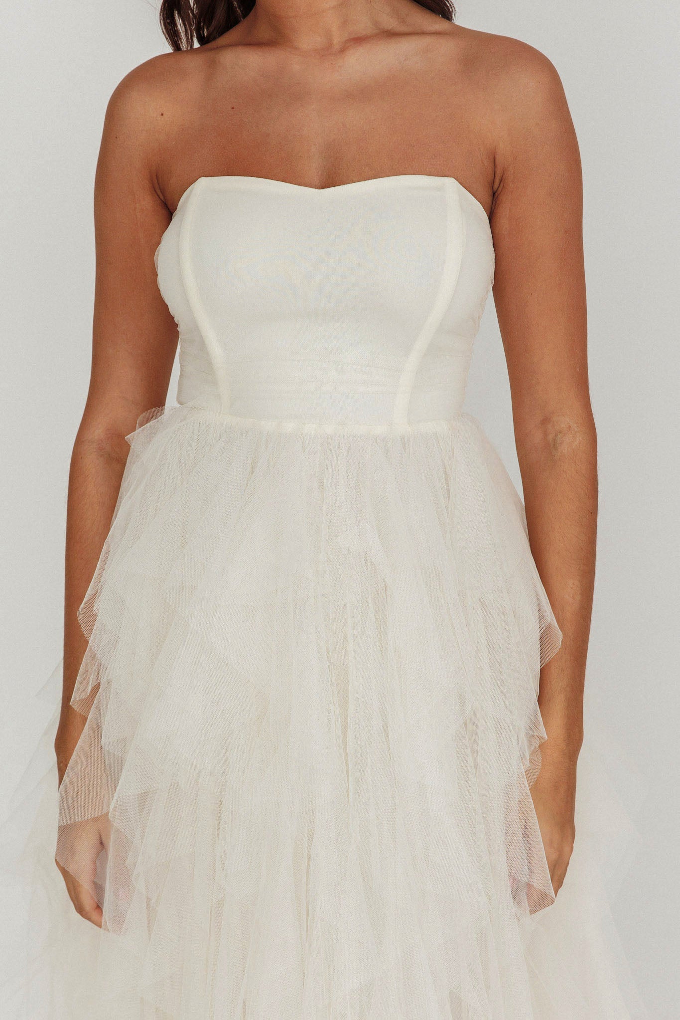 Rori Tulle Cascade Maxi Dress Ivory by Selfie Leslie