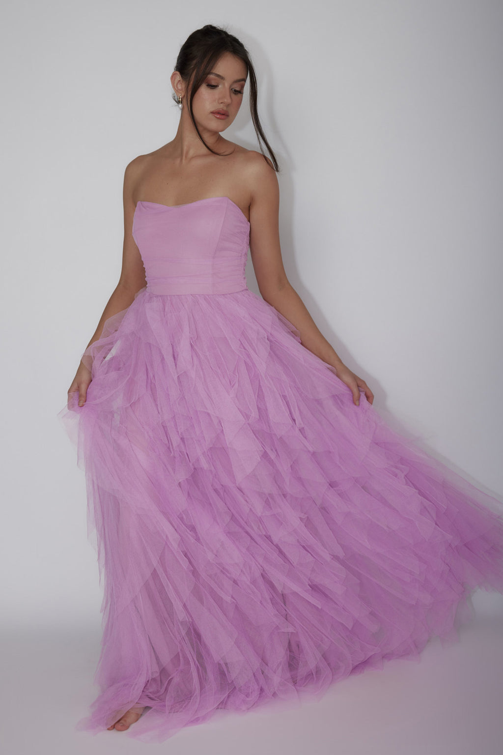Rori Tulle Cascade Maxi Dress Orchid - L Rori Tulle Cascade Maxi Dress Orchid - L