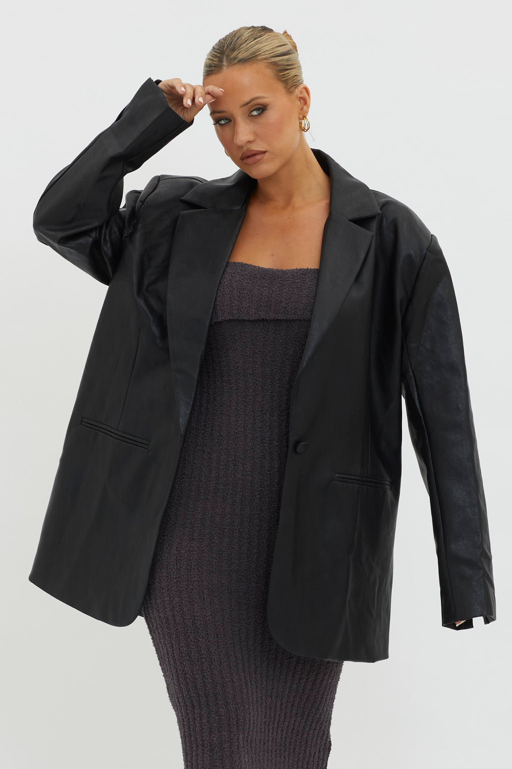 Luminate Oversized Coat Jacket Black by Selfie Leslie