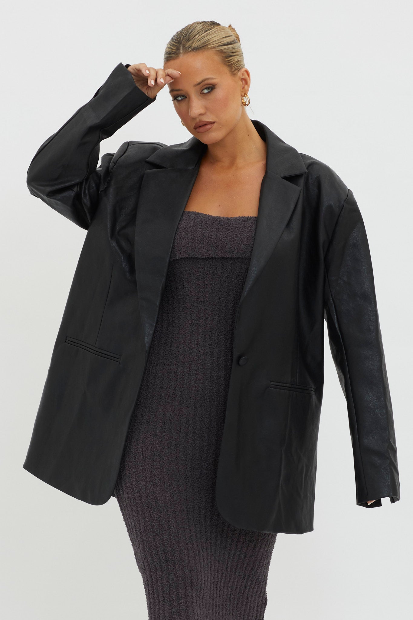 Luminate Oversized Coat Jacket Black by Selfie Leslie