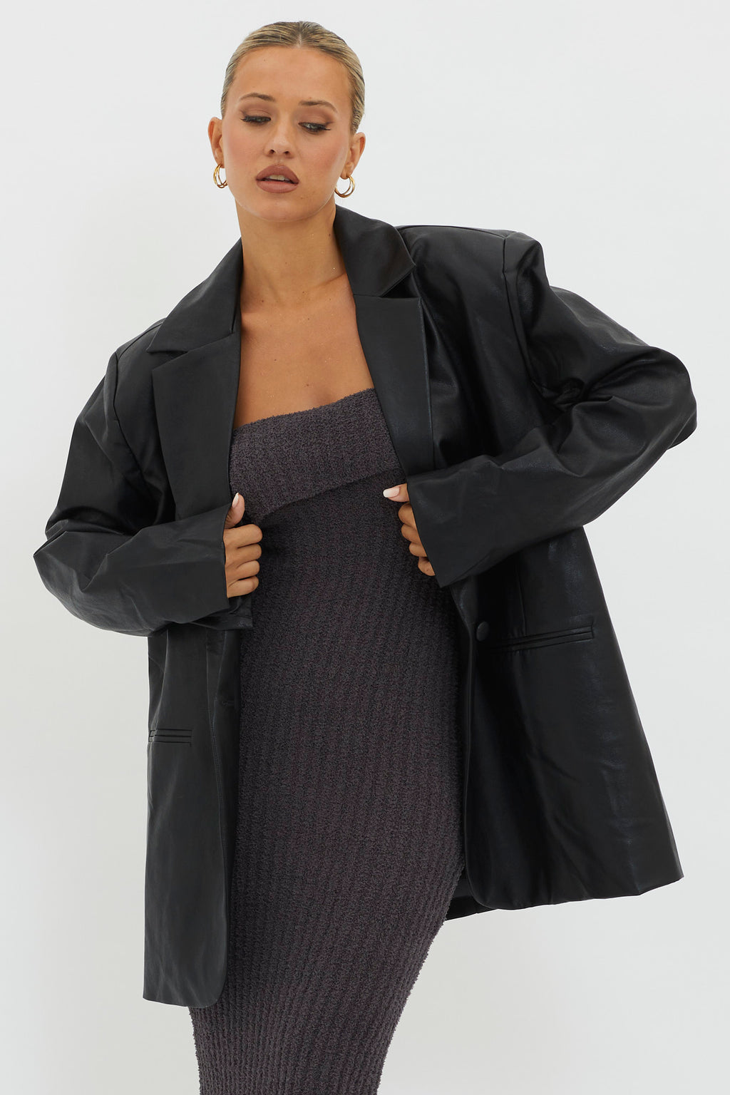 Luminate Oversized Coat Jacket Black by Selfie Leslie