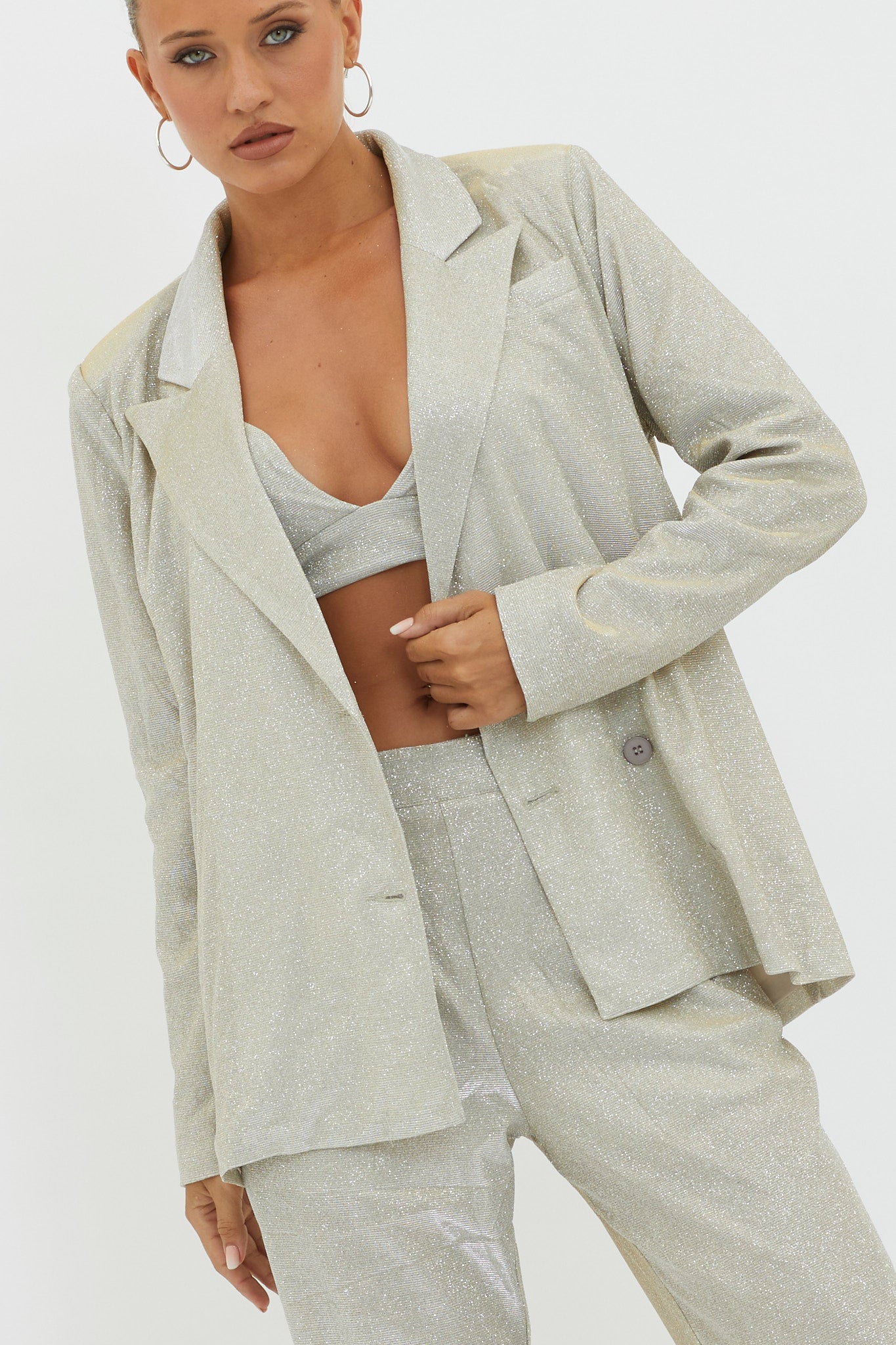 Joyeux Notch Lapel Jacket Champagne by Selfie Leslie