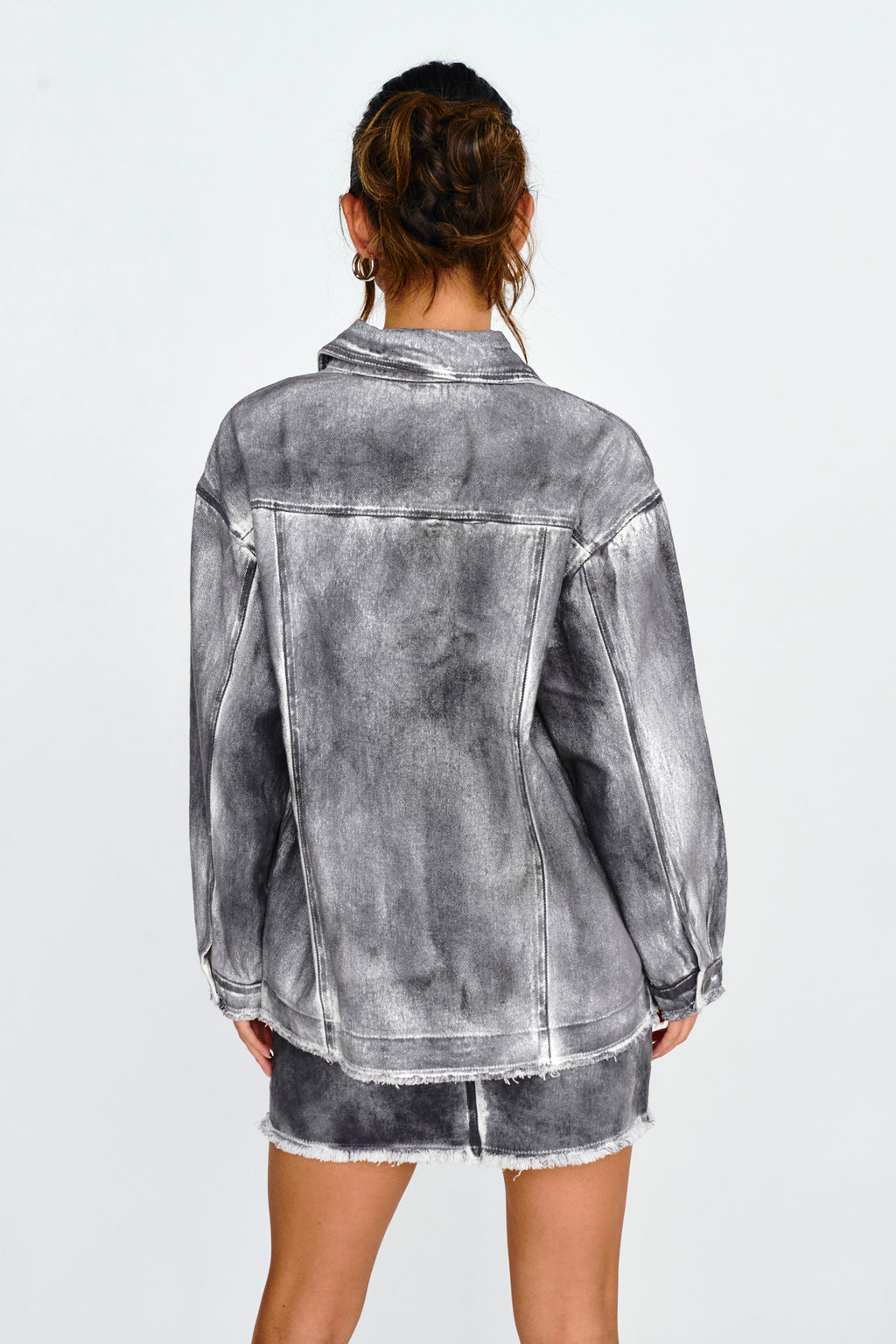 Decoy Distressed Jean Jacket Black/White by Selfie Leslie