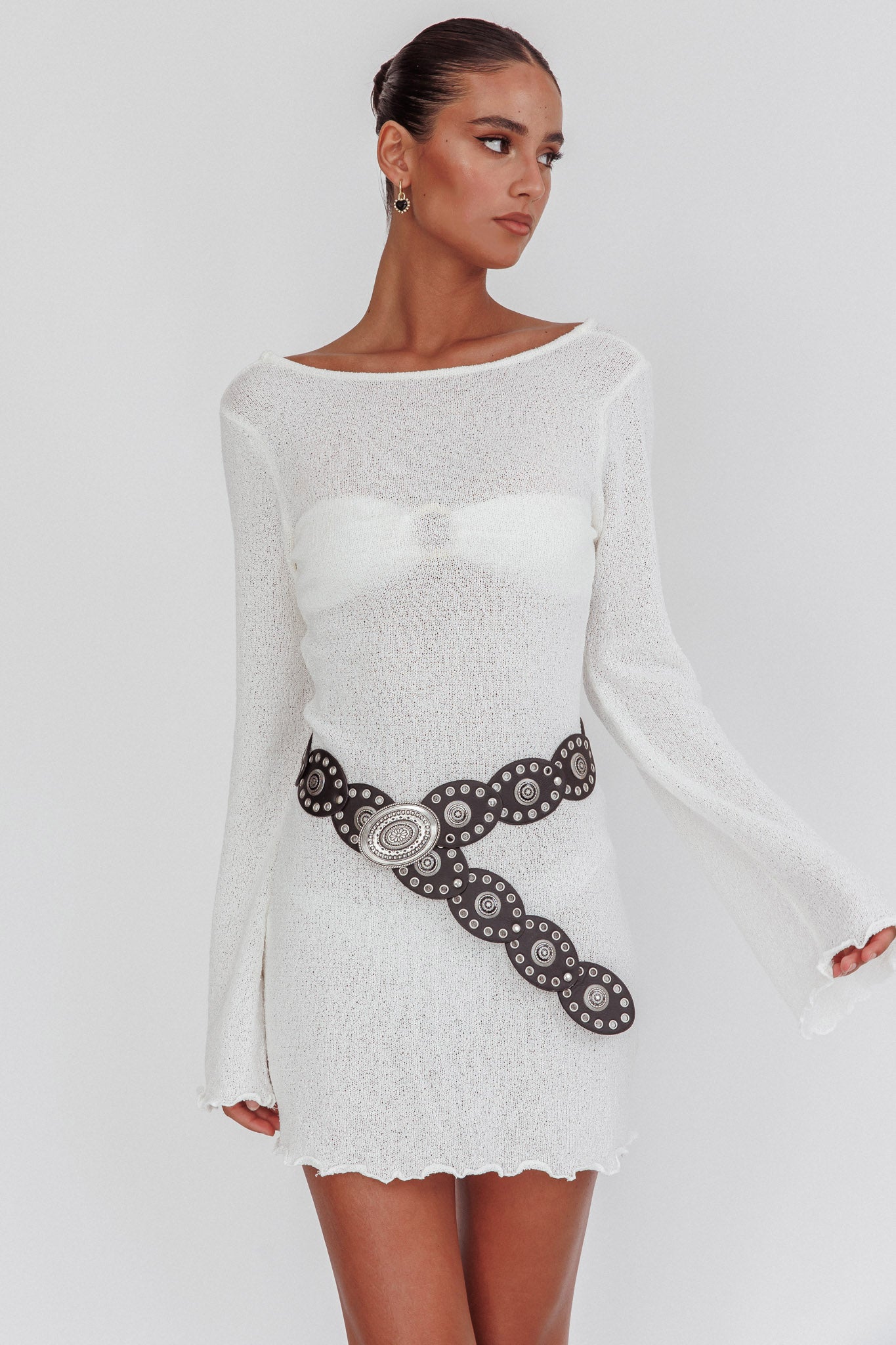 Shop the Carousel Backless Knit Mini Dress White - Main Image