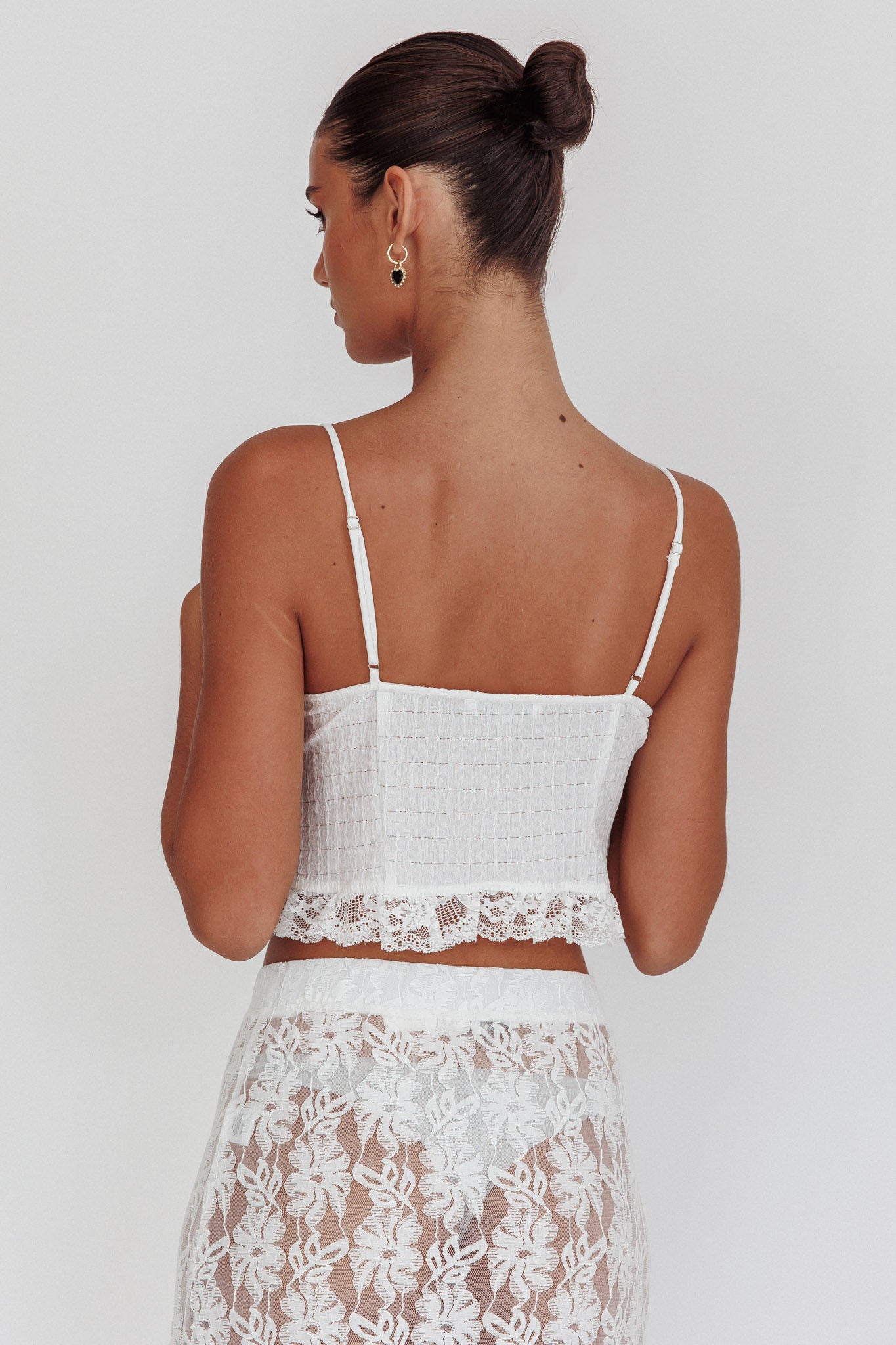 Fancy Girl Tie-Up Cami Top Off White by Selfie Leslie