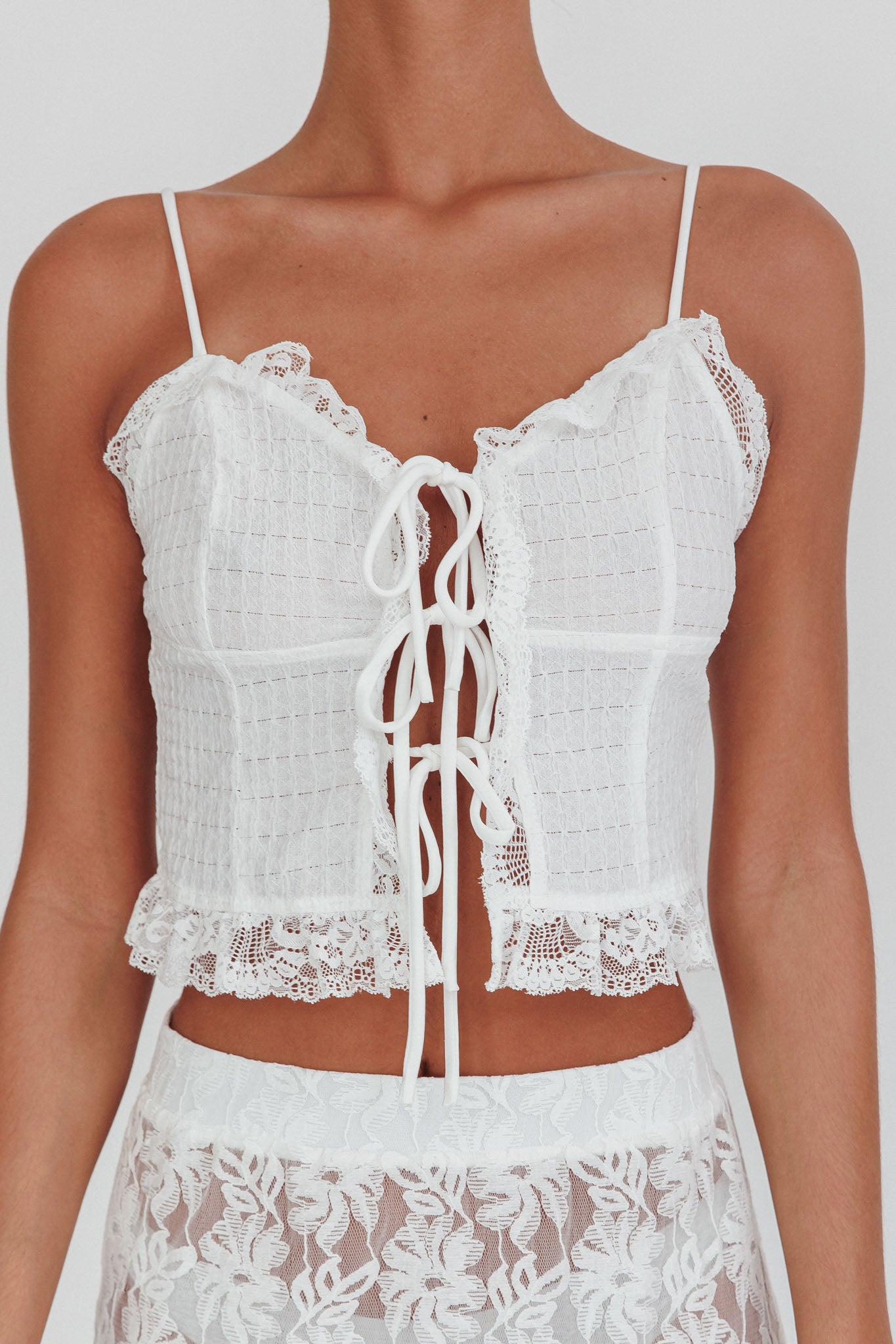 Shop The Fancy Girl Tie Up Cami Top Off White Shop The Fancy Girl Tie Up Cami Top Off White