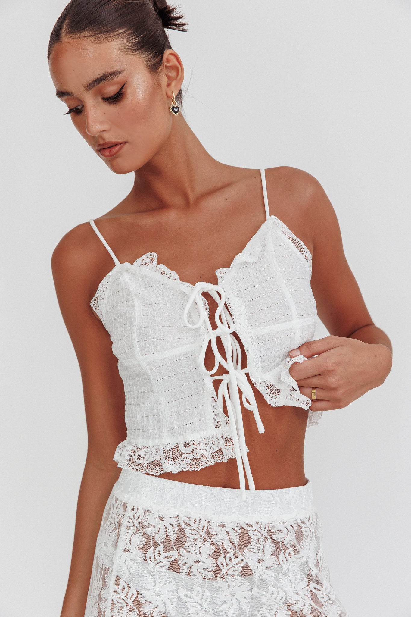 Fancy Girl Tie-Up Cami Top Off White– Selfie Leslie