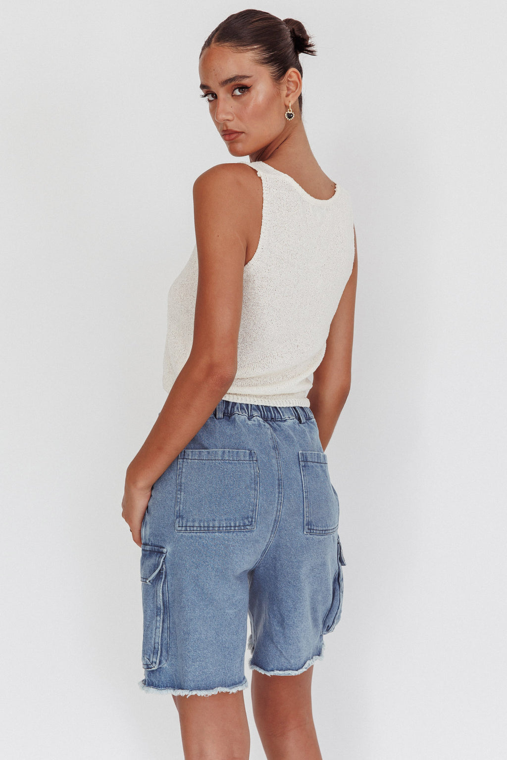 Meeka Open Front Knit Top White by Selfie Leslie