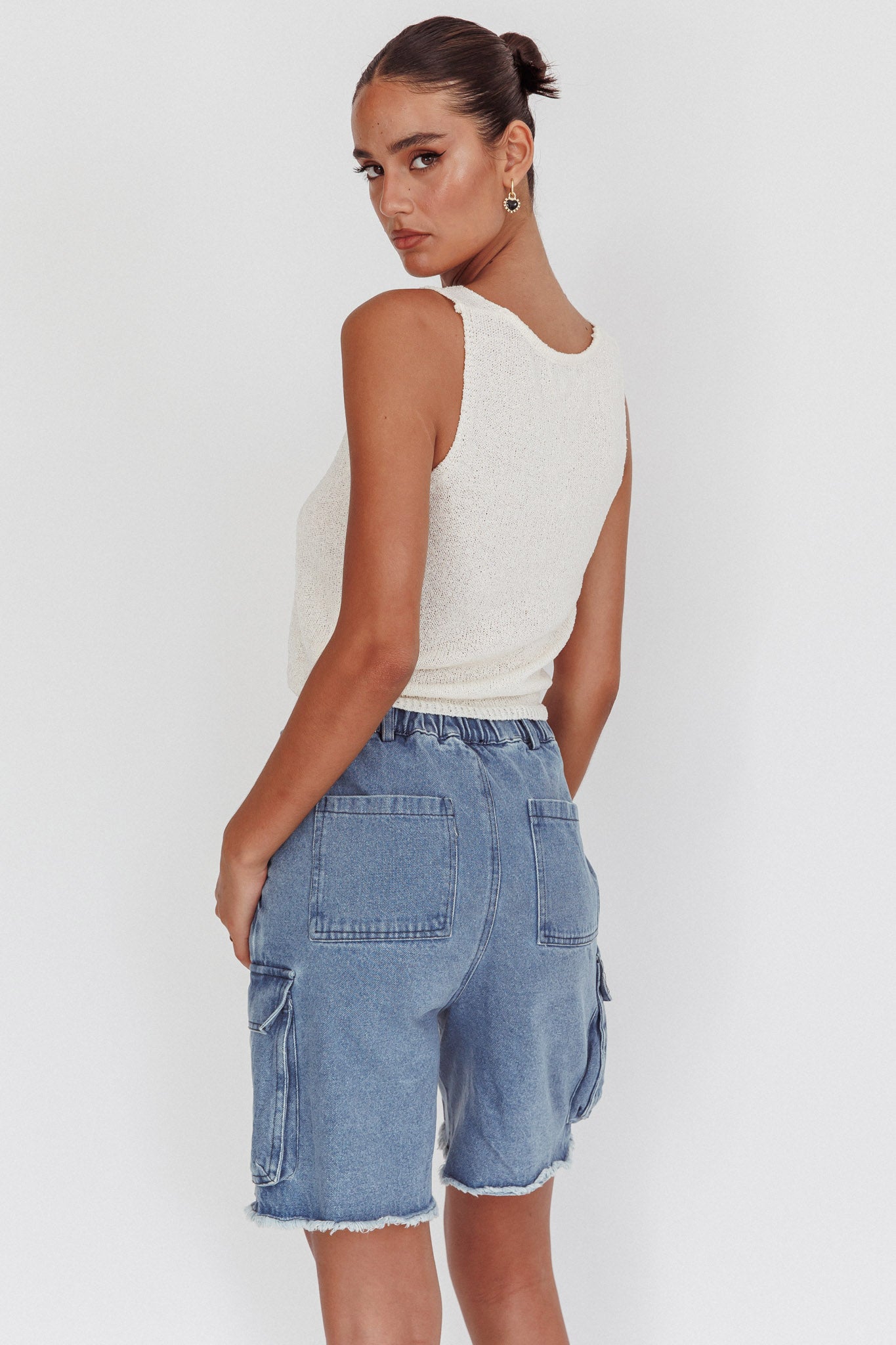 Meeka Open Front Knit Top White by Selfie Leslie