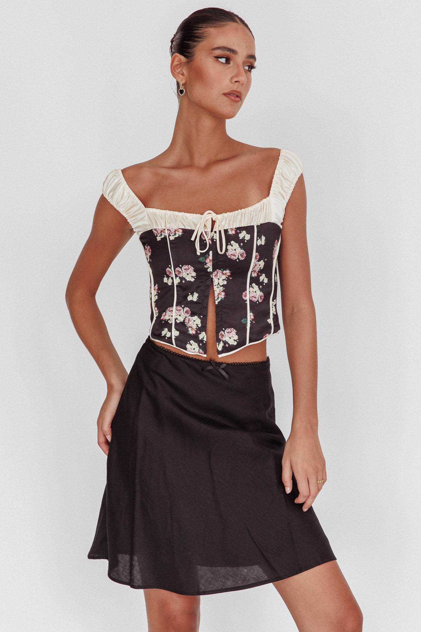 Emotional Knee Length Satin Skirt Black by Selfie Leslie