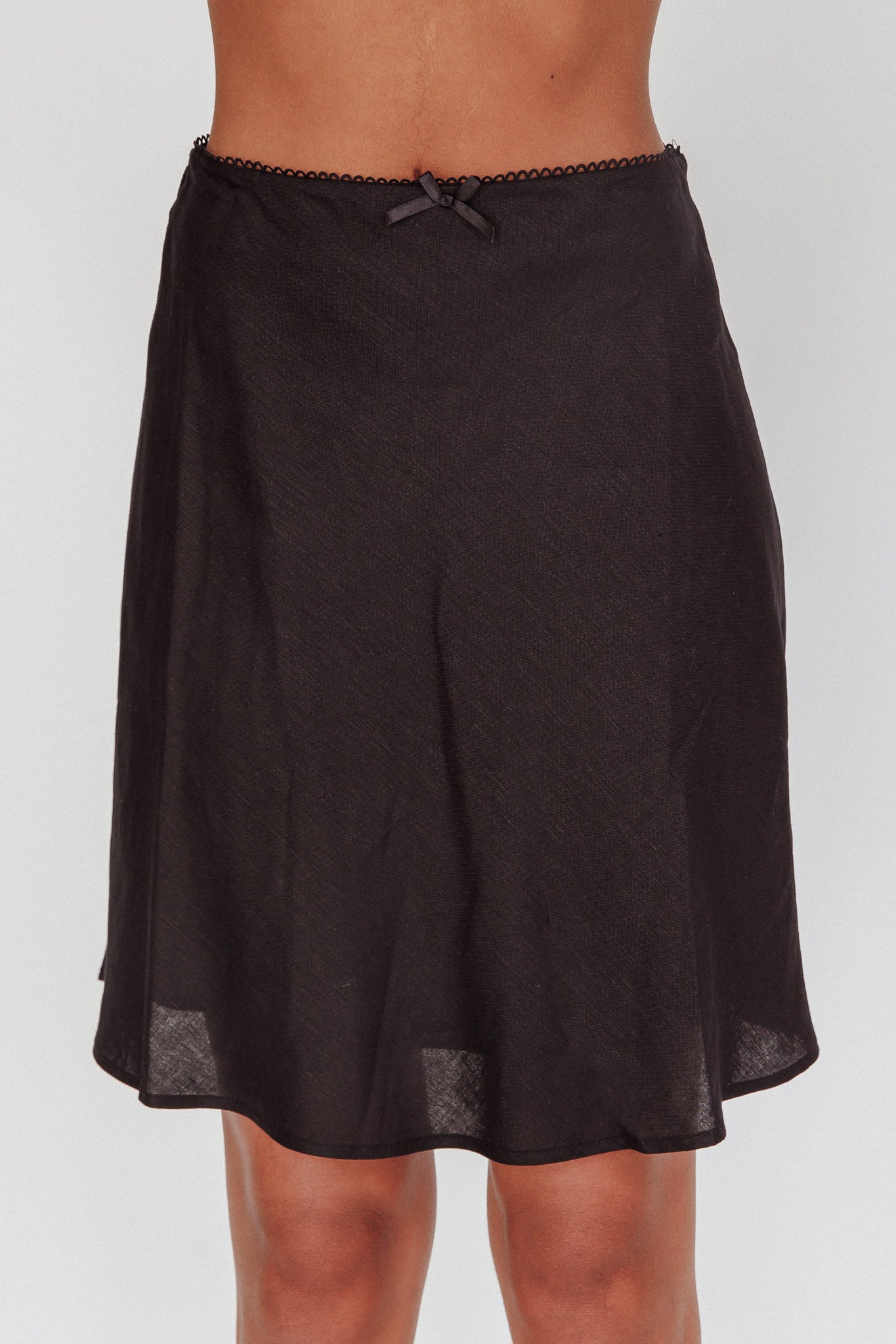 Emotional Knee Length Satin Skirt Black by Selfie Leslie