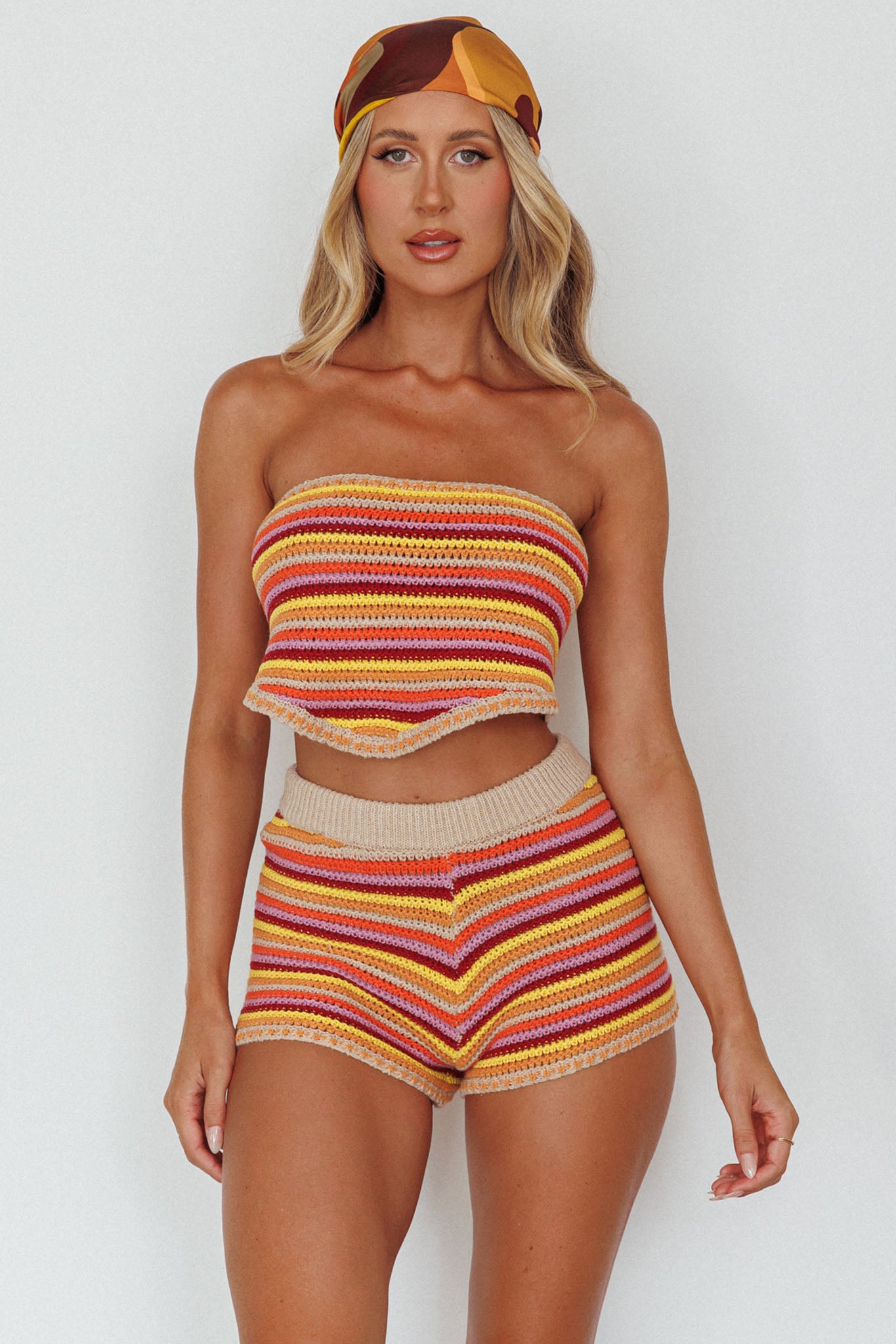 Pacific Knit Shorts Tangerine Mixed by Selfie Leslie