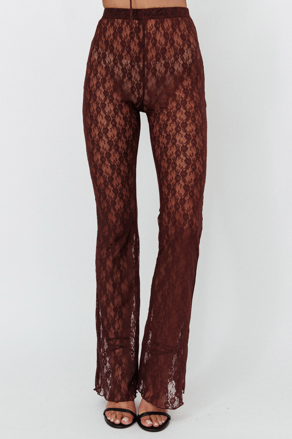 A La Mode Lace Pants Brown by Selfie Leslie