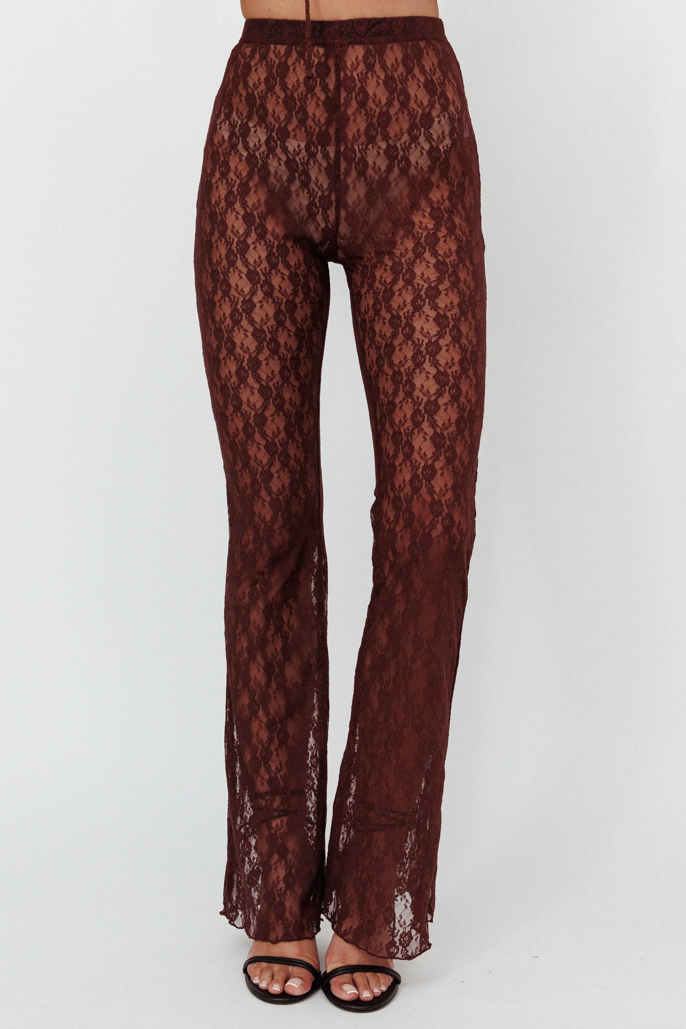 A La Mode Lace Pants Brown by Selfie Leslie