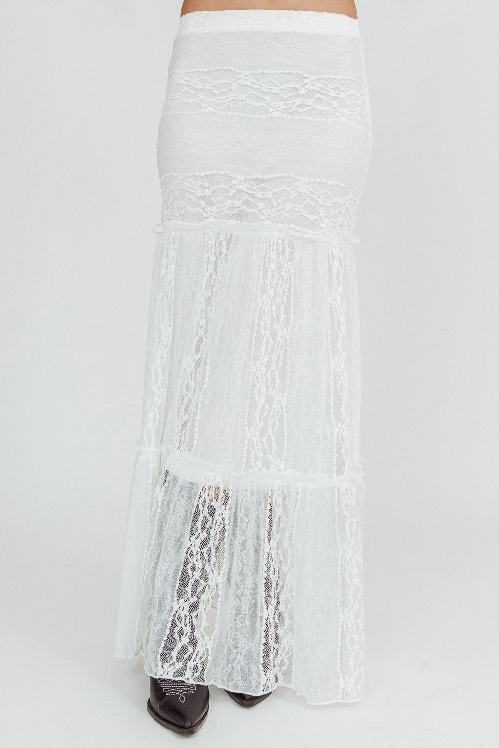 Laganas Maxi Lace Skirt White by Selfie Leslie