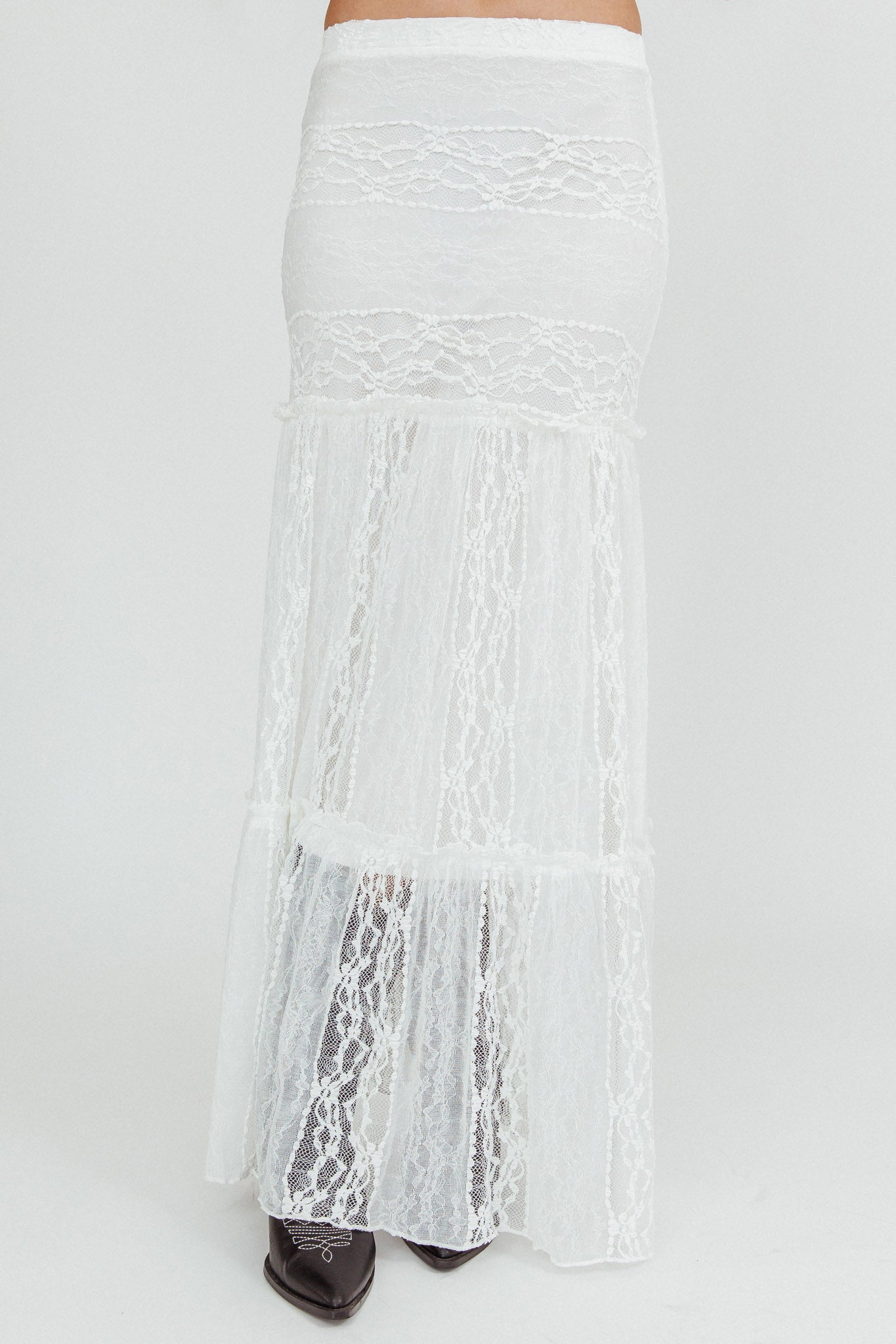 Laganas Maxi Lace Skirt White by Selfie Leslie