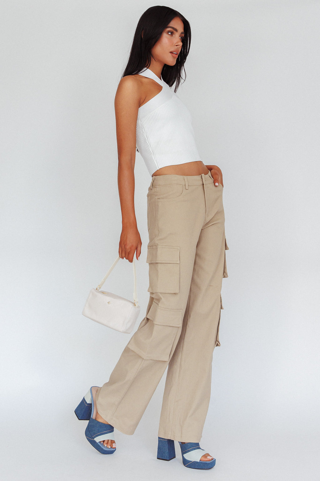 Ulterior Motive Pocket Cargo Pants Taupe by Selfie Leslie