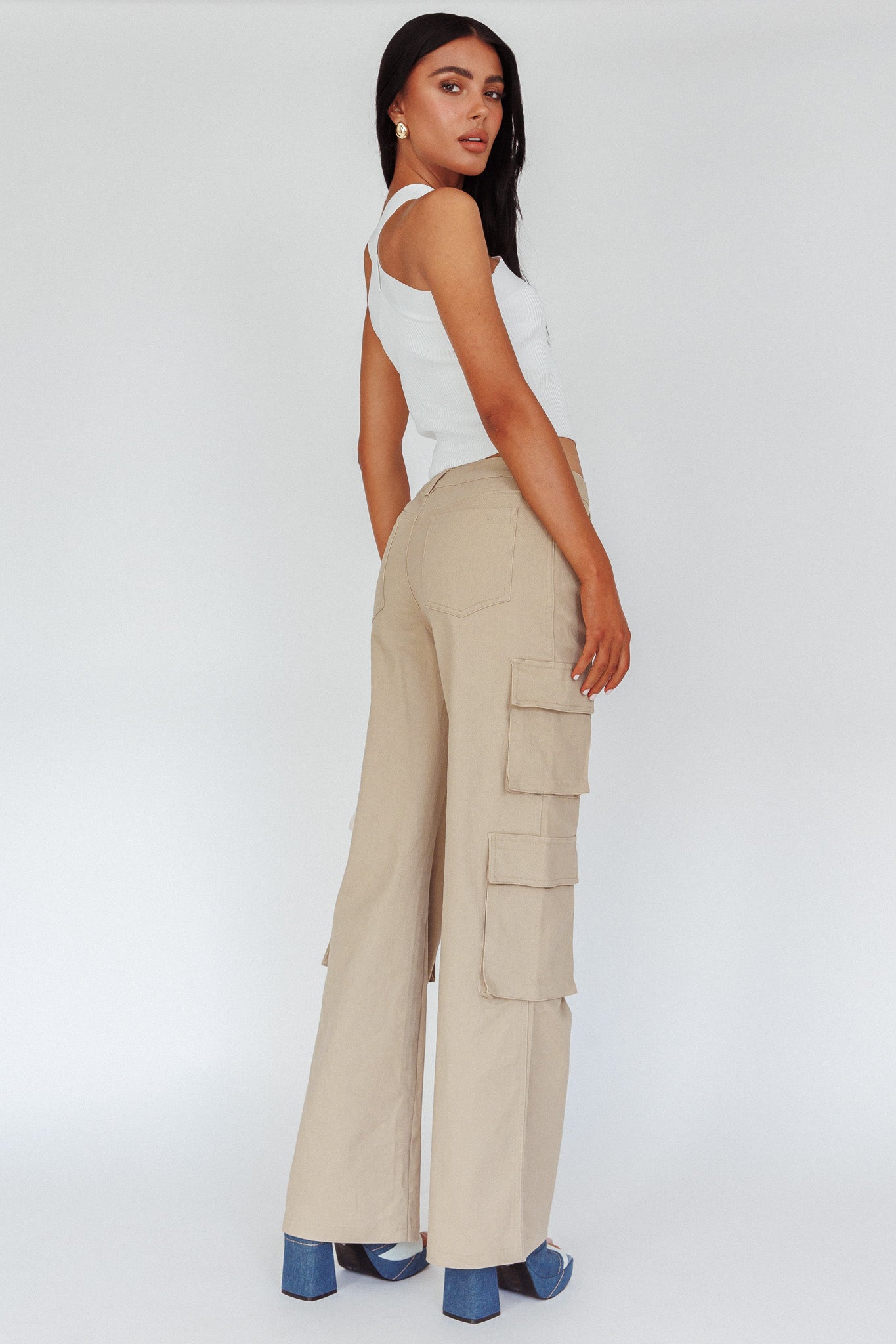 Ulterior Motive Pocket Cargo Pants Taupe by Selfie Leslie